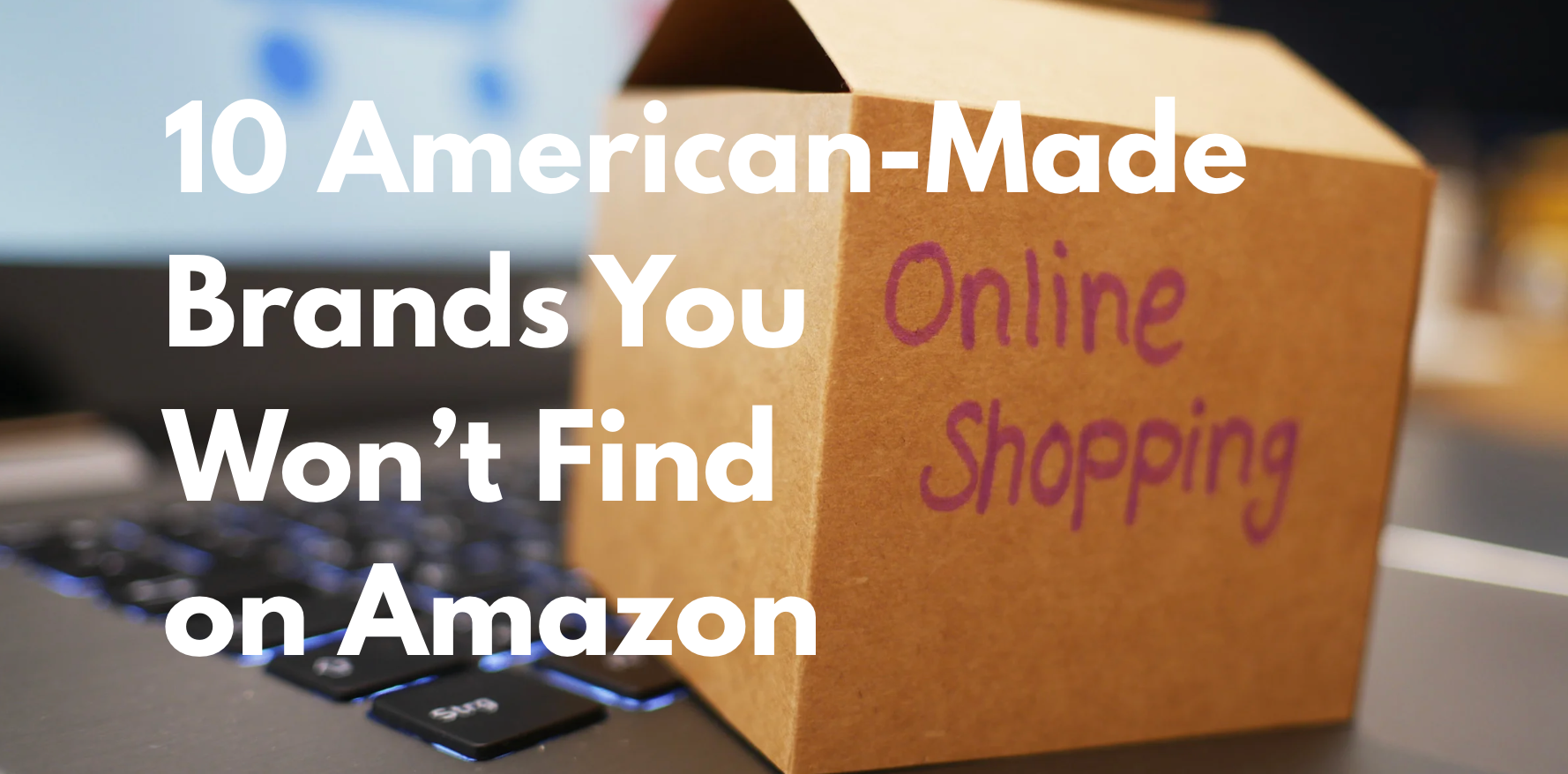 Laptop with a box on top saying Online Shopping