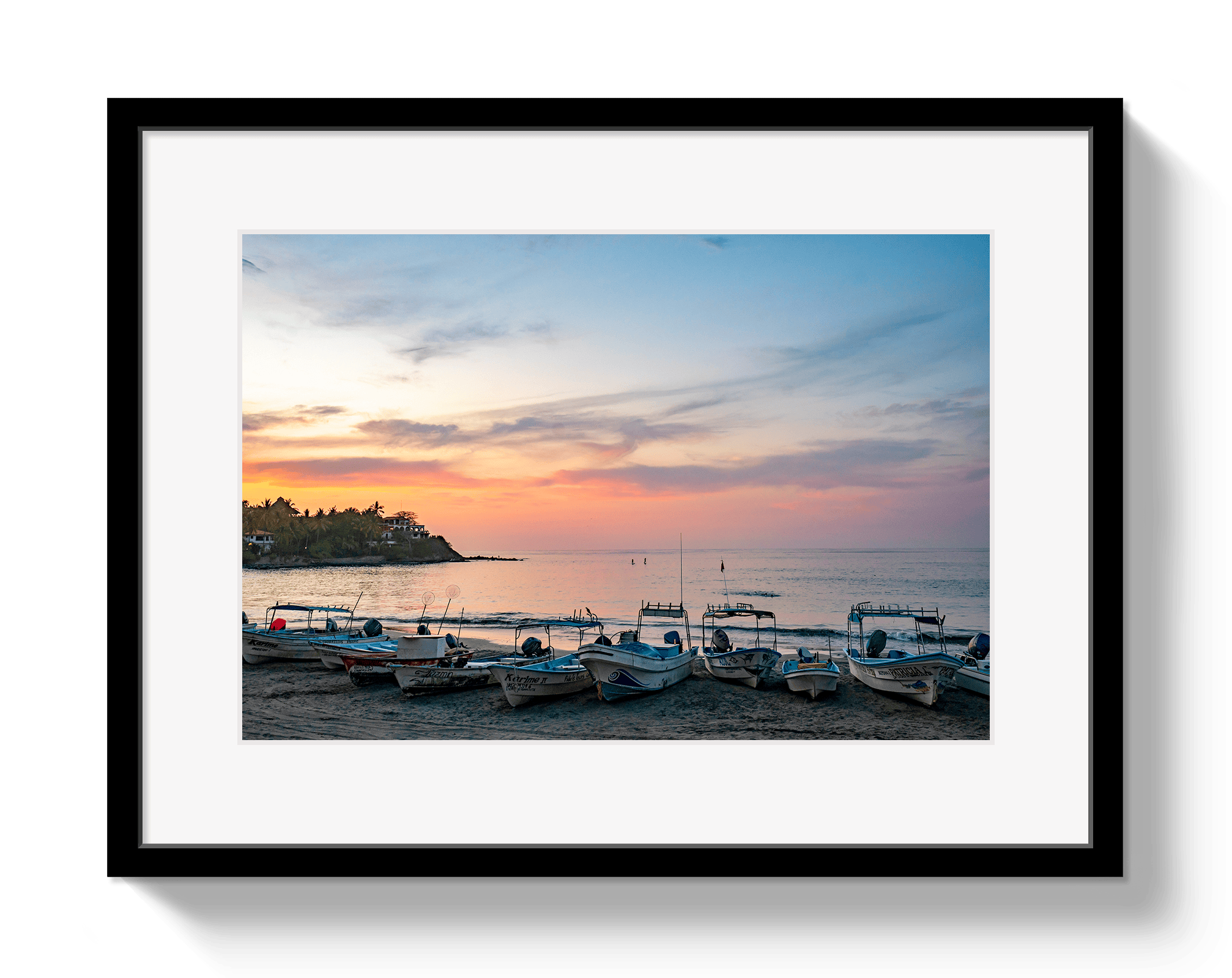 Johnny Vacay Black / 11x14 / Matte Fishing Village