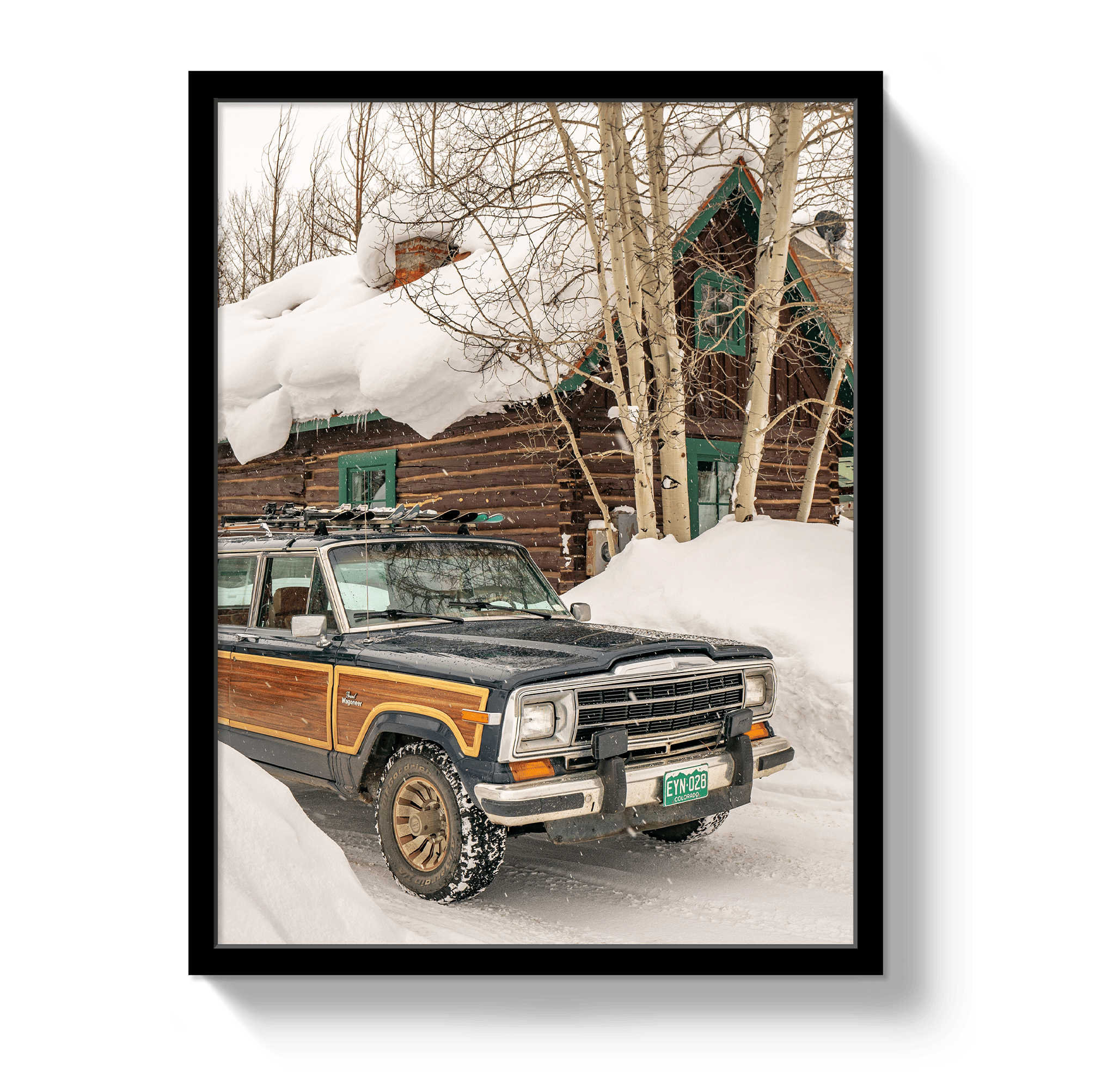 Johnny Vacay Black / 11x14 / Full Bleed Winter Wagoneer