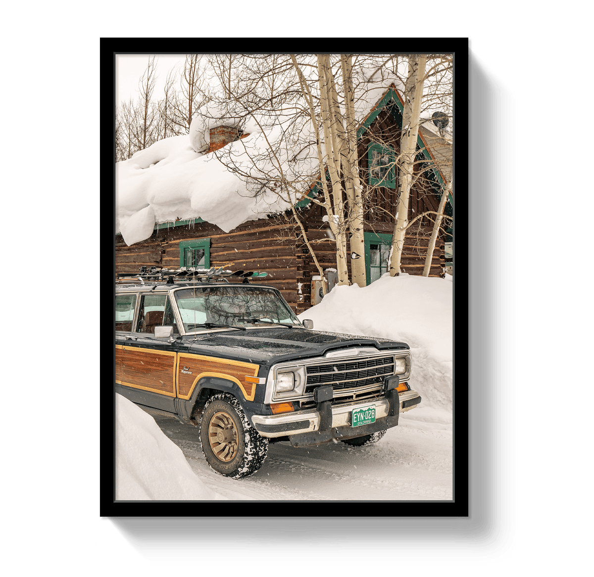 Johnny Vacay Black / 11x14 / Full Bleed Winter Wagoneer