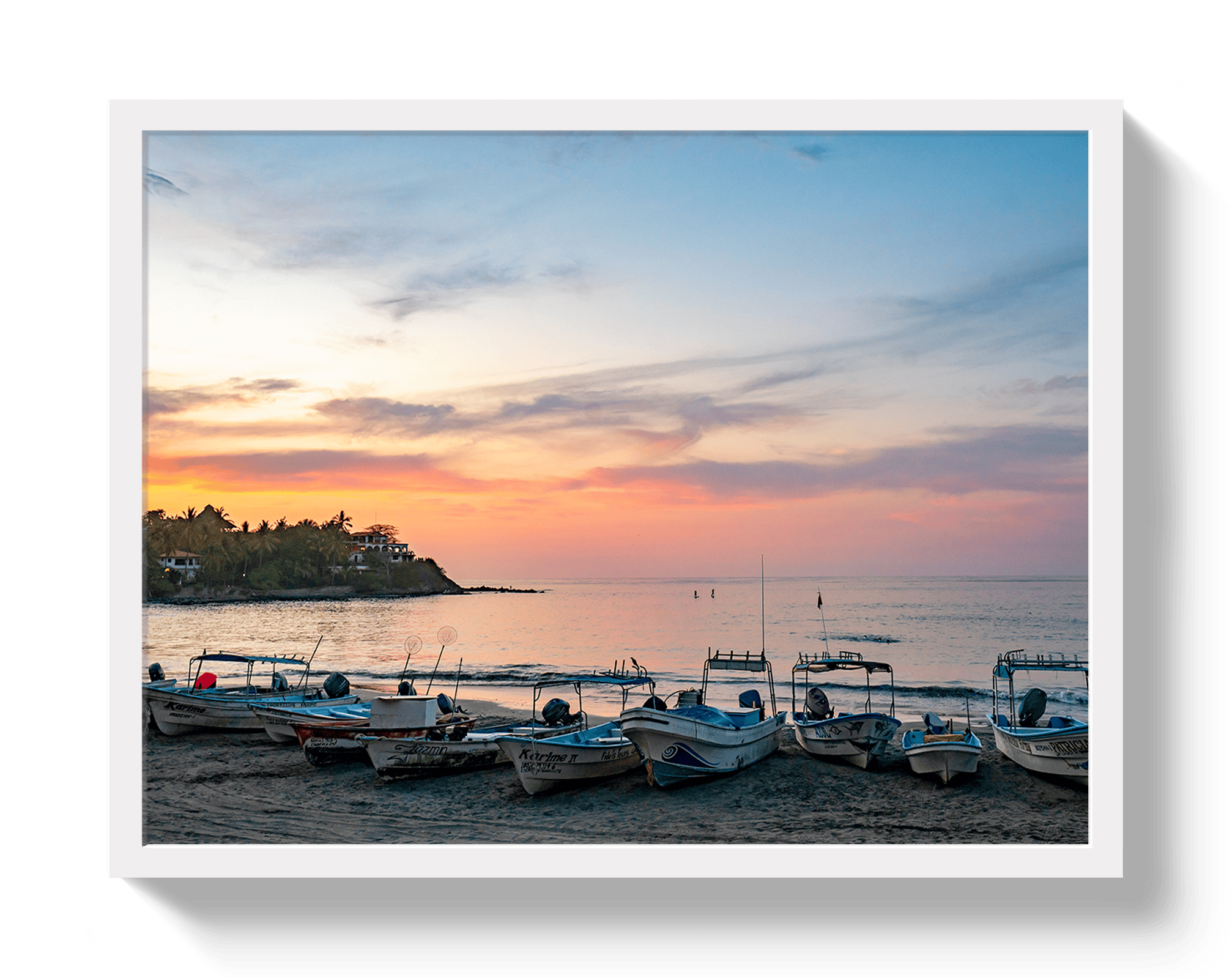 Johnny Vacay White / 11x14 / Full Bleed Fishing Village