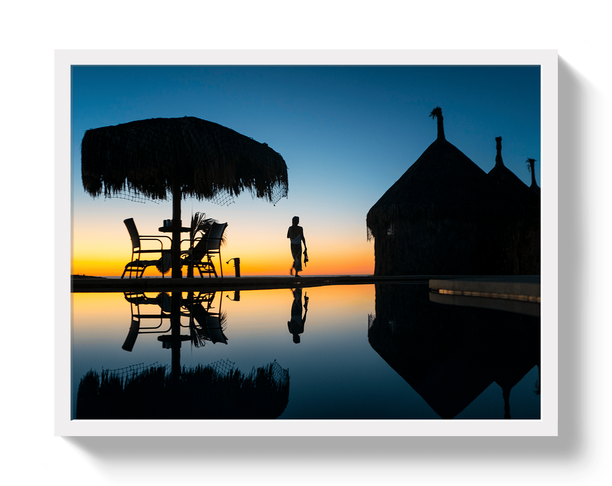 Johnny Vacay White / 11x14 / Full Bleed Twilight In Mexico