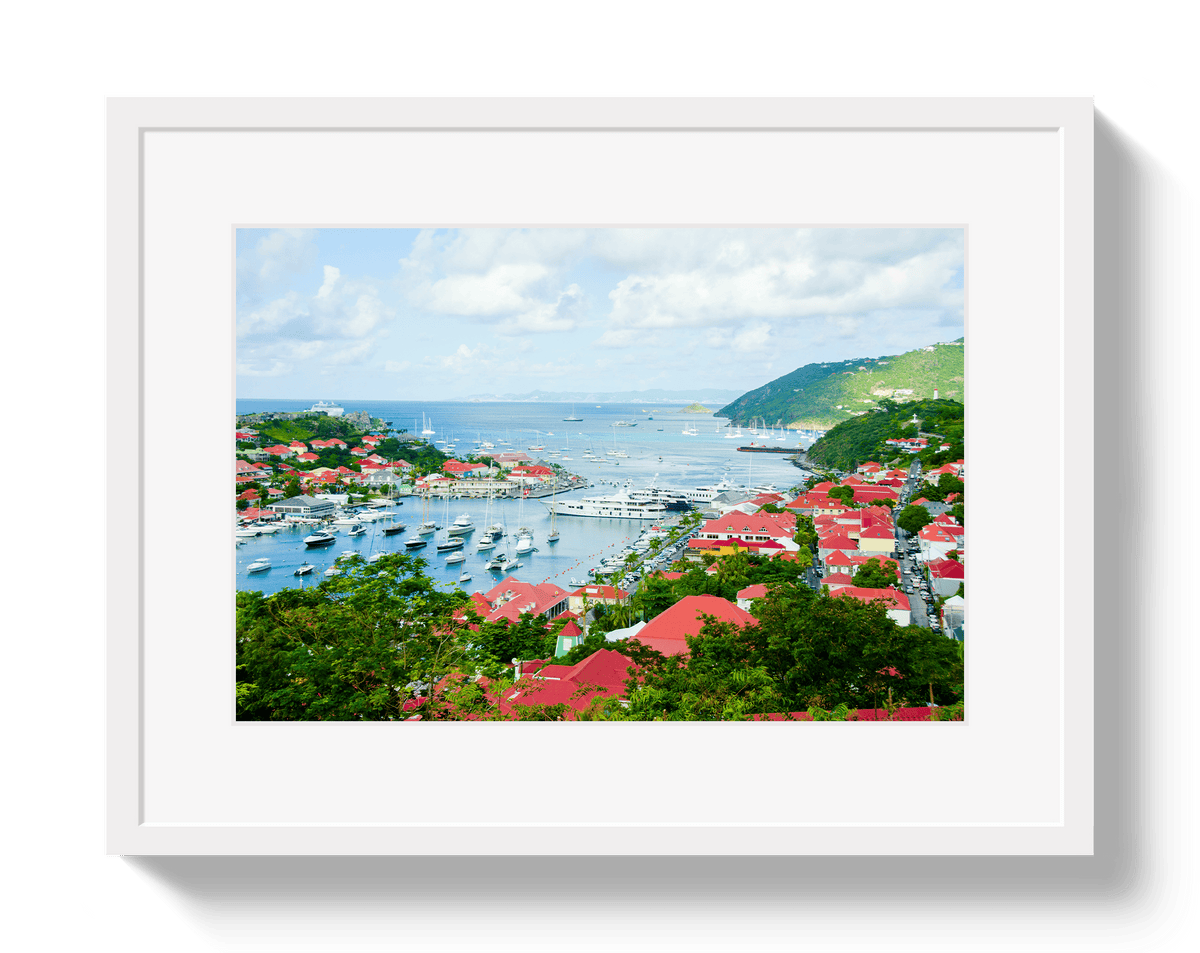 Johnny Vacay White / 11x14 / Border St Barths Harbor