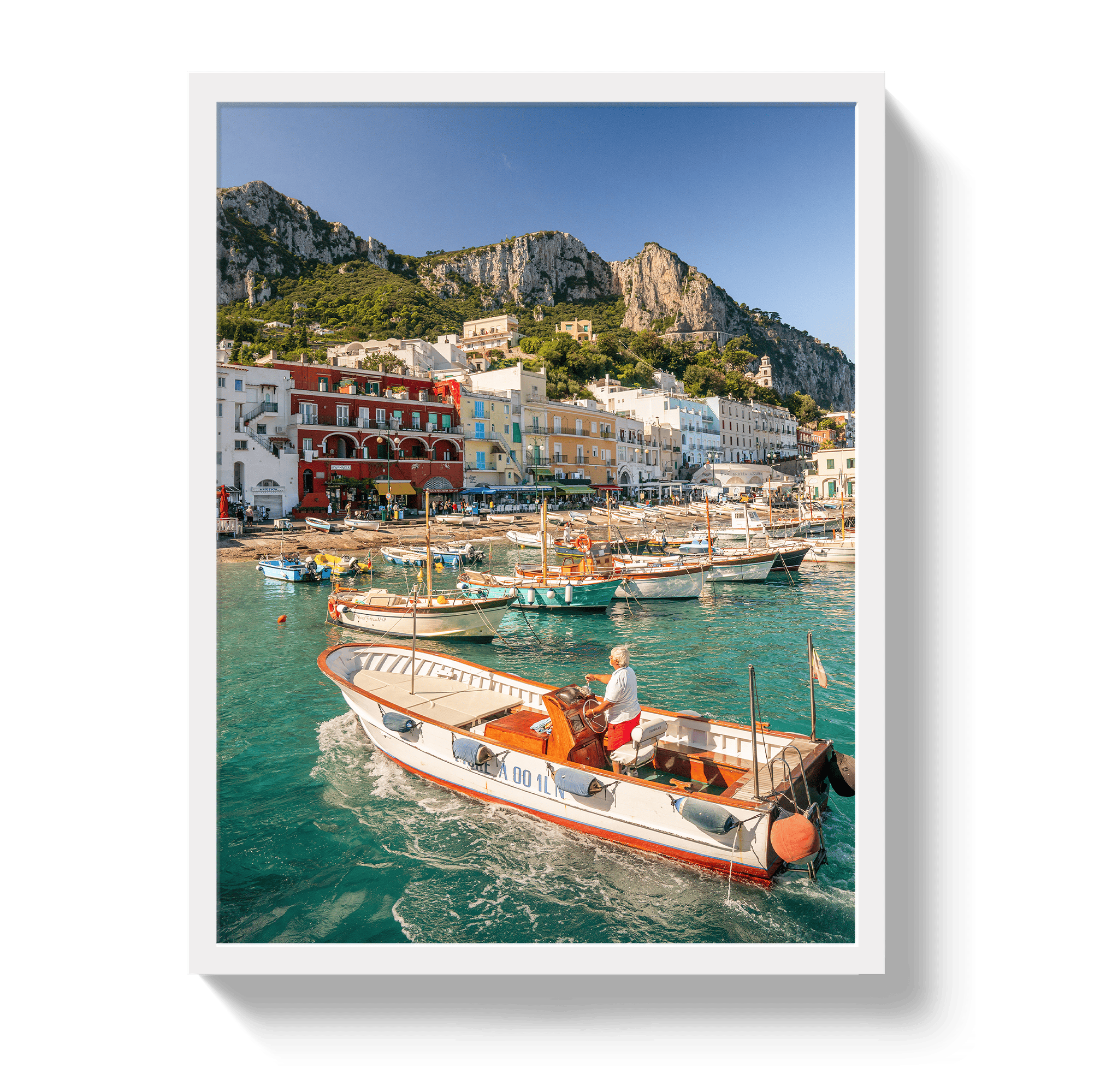 Johnny Vacay White / 11x14 / Full Bleed Welcome To Capri