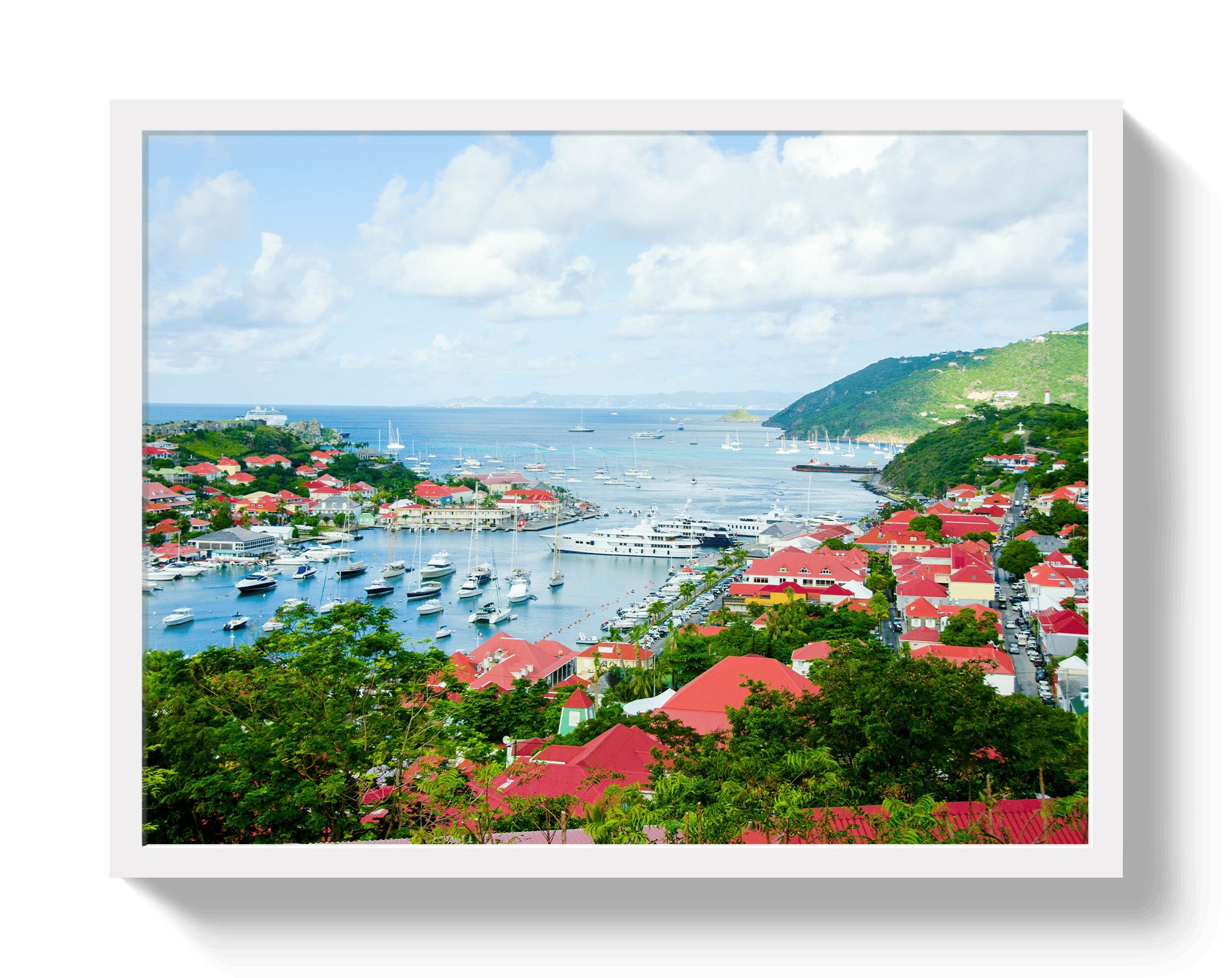 Johnny Vacay White / 11x14 / Full Bleed St Barths Harbor