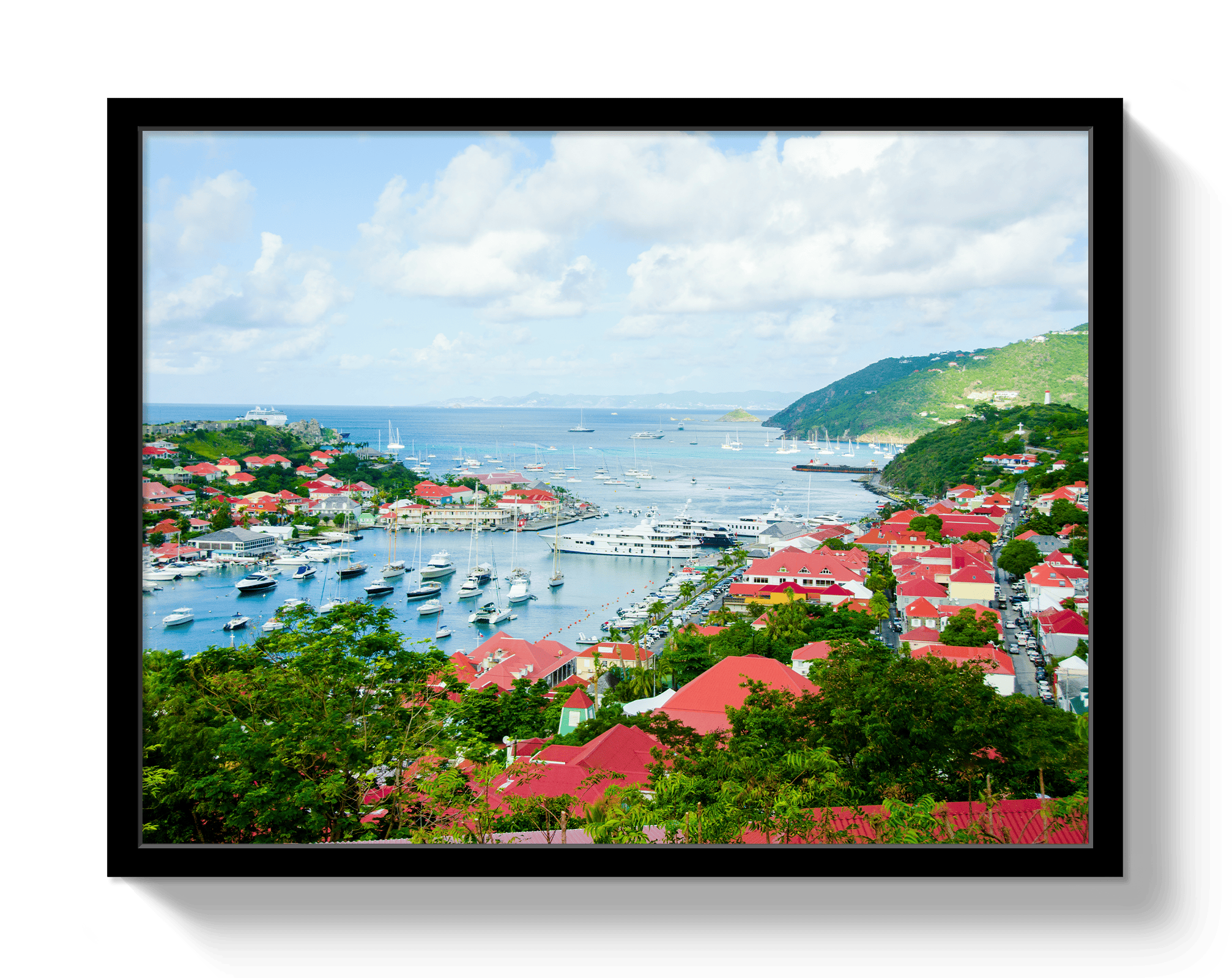 Johnny Vacay Black / 11x14 / Full Bleed St Barths Harbor