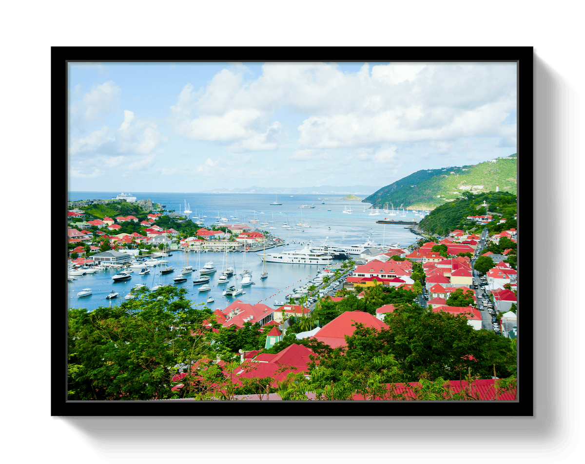 Johnny Vacay Black / 11x14 / Full Bleed St Barths Harbor