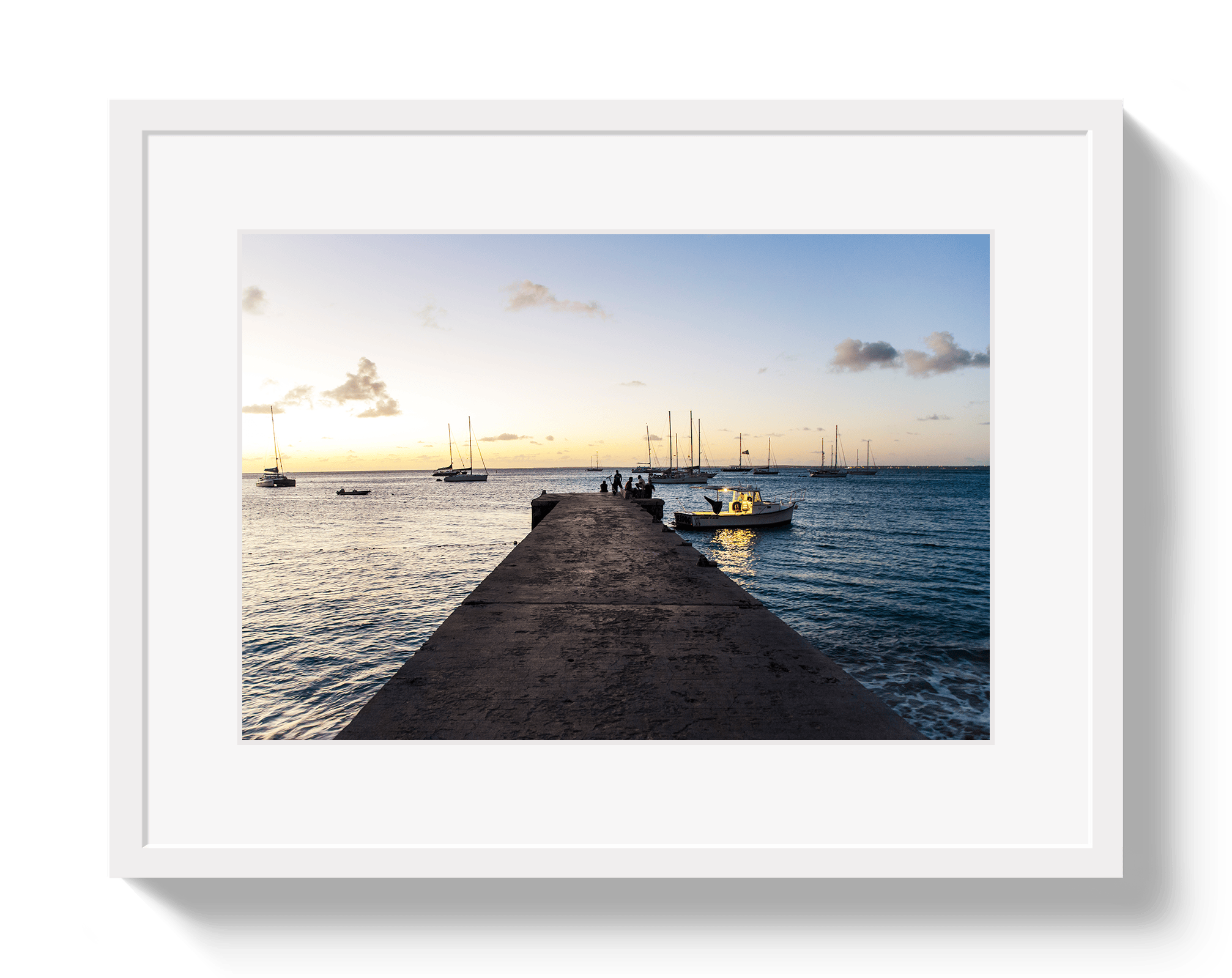 Johnny Vacay White / 11x14 / Border Sunset Harbor