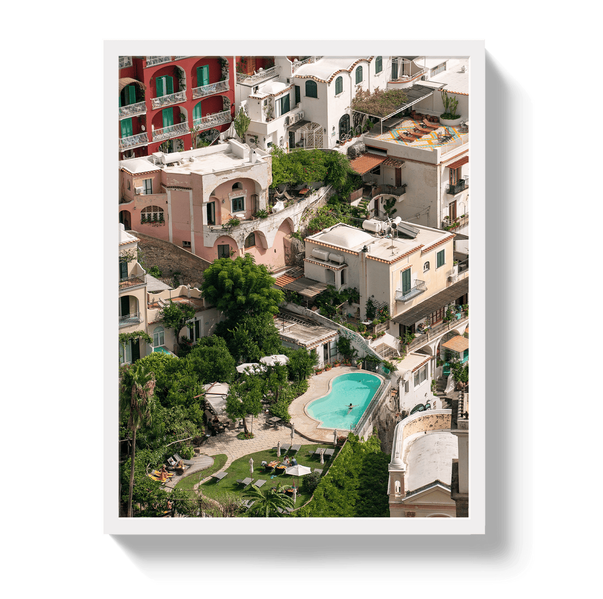 Johnny Vacay White / 11x14 / Full Bleed Positano Pool