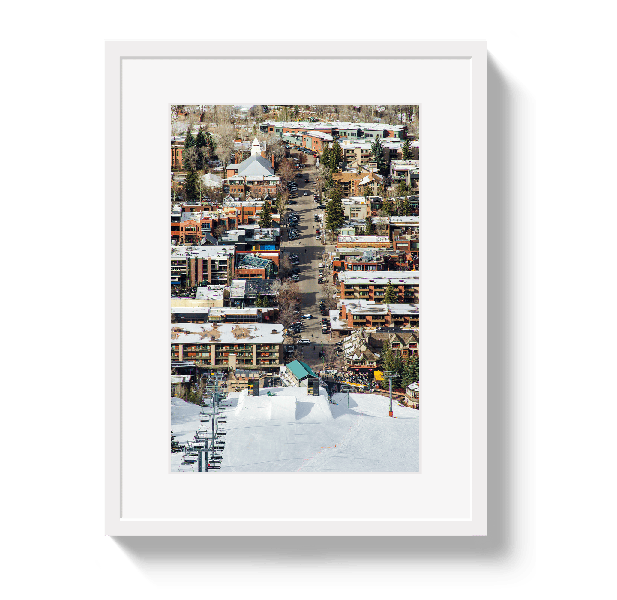 Johnny Vacay White / 11x14 / Border Aspen Ski Town