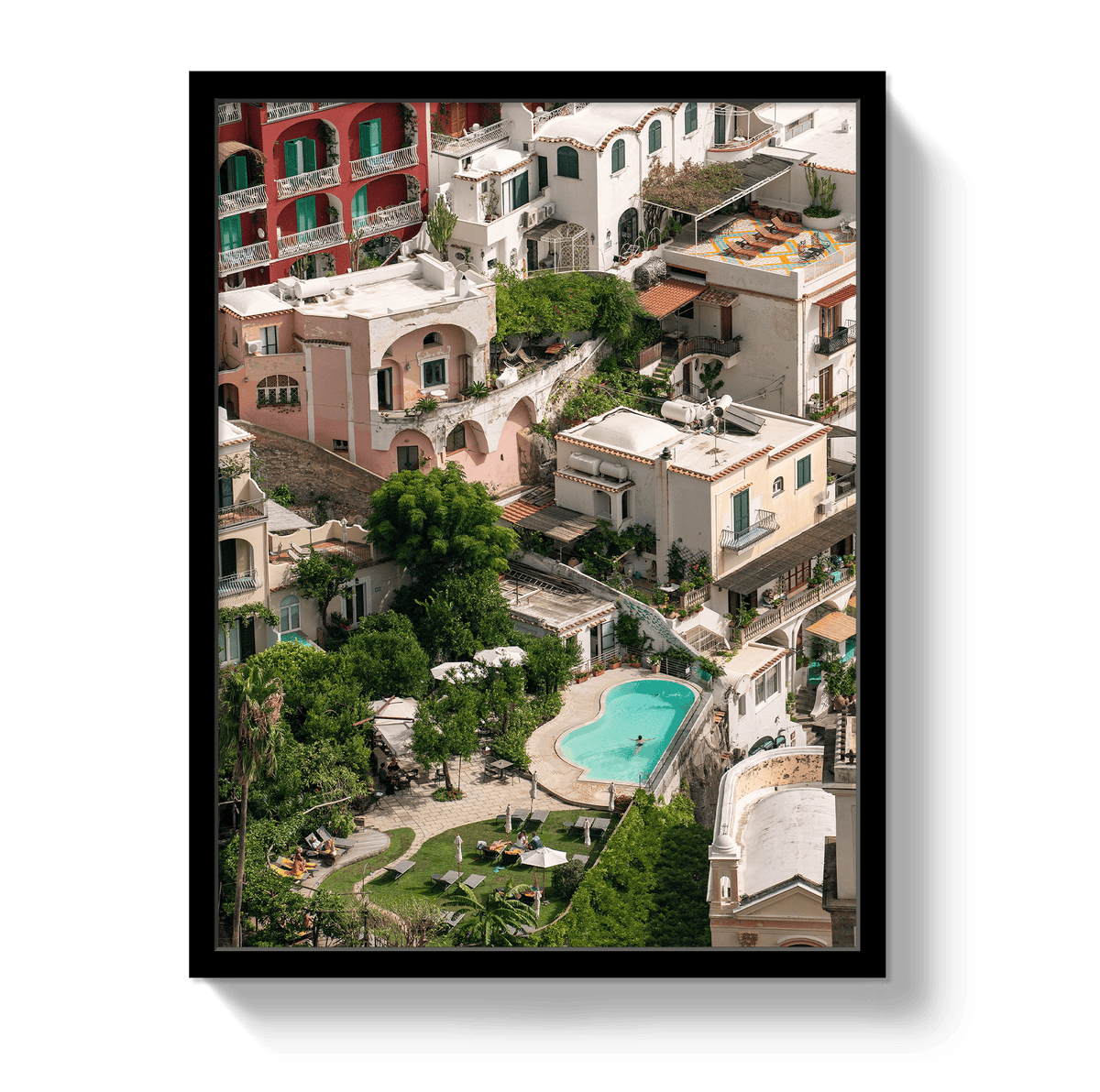Johnny Vacay Black / 11x14 / Full Bleed Positano Pool