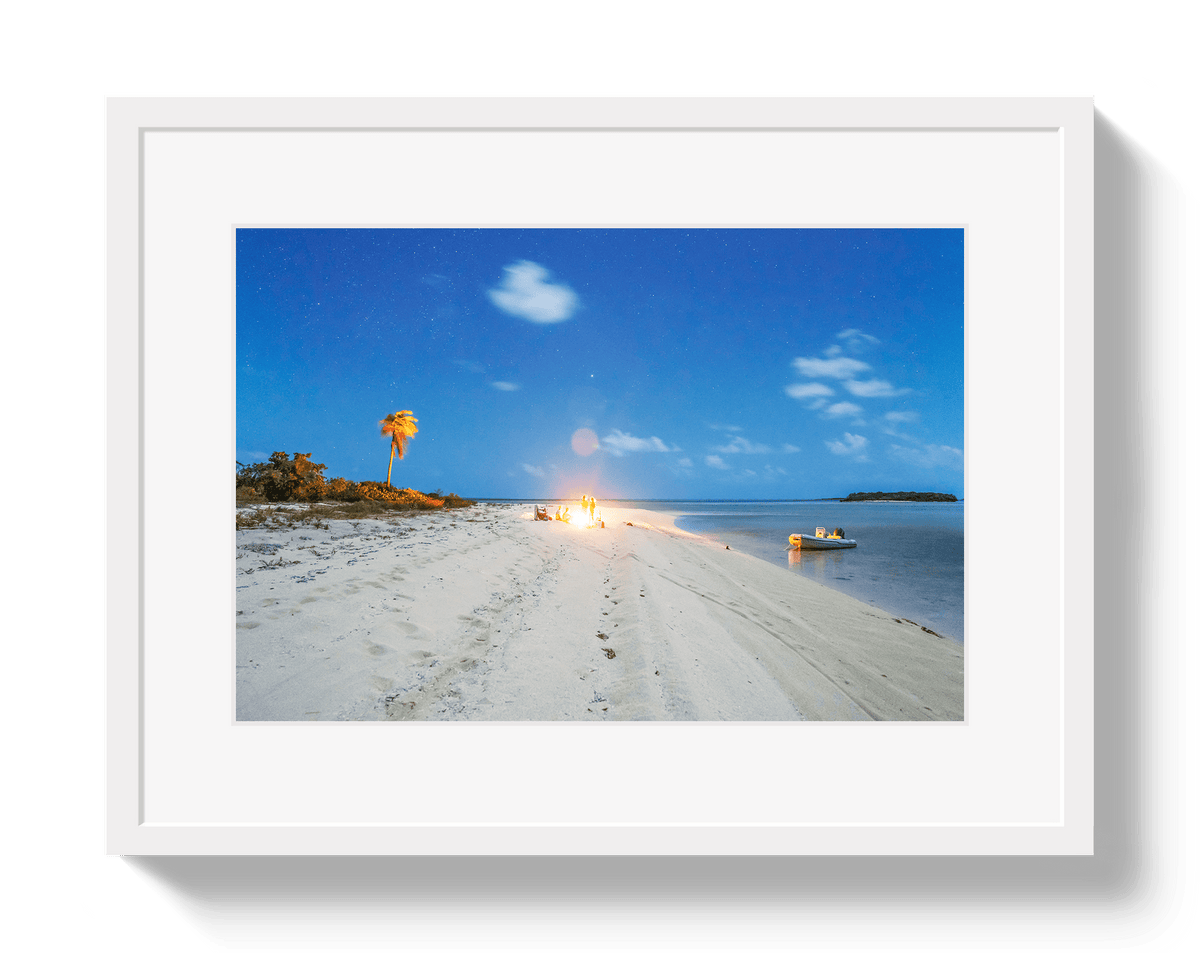 Johnny Vacay White / 11x14 / Border Bahama Bonfire