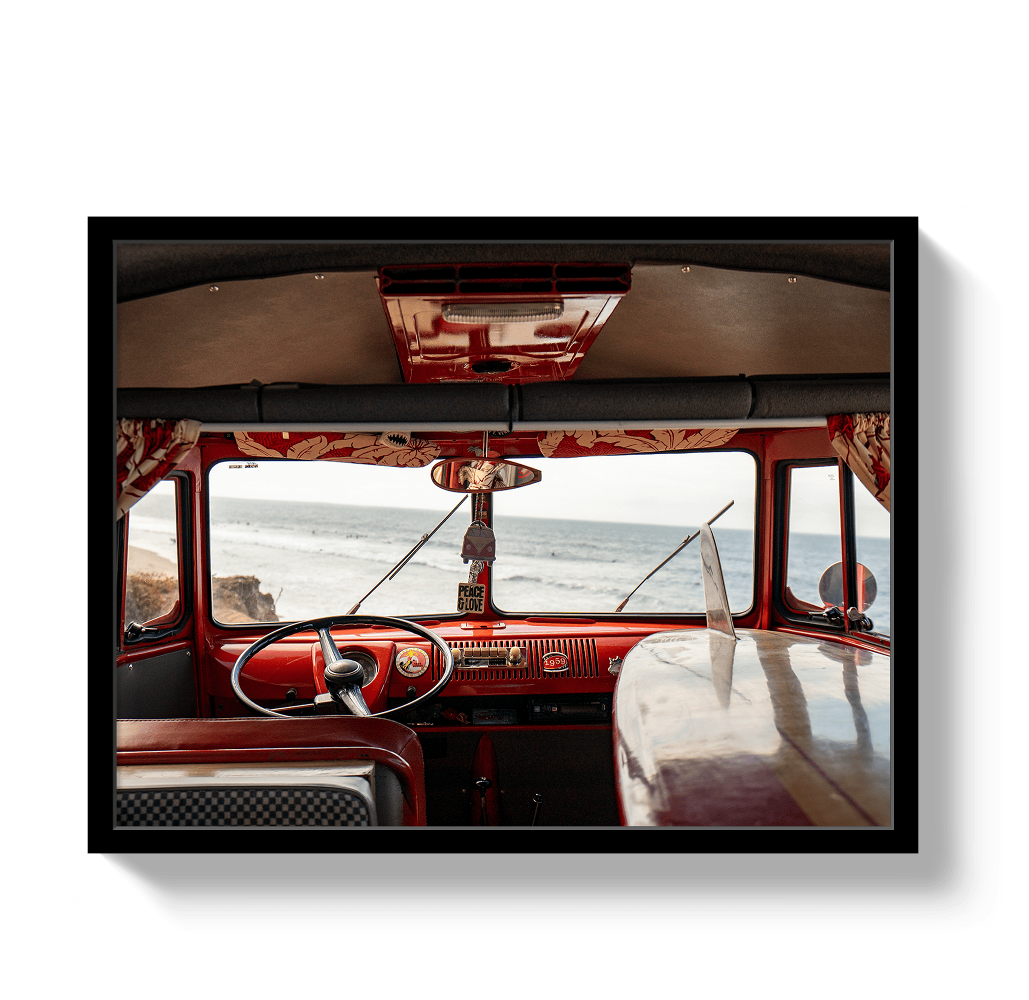 Johnny Vacay Black / 11x14 / Full Bleed Surf Bus View
