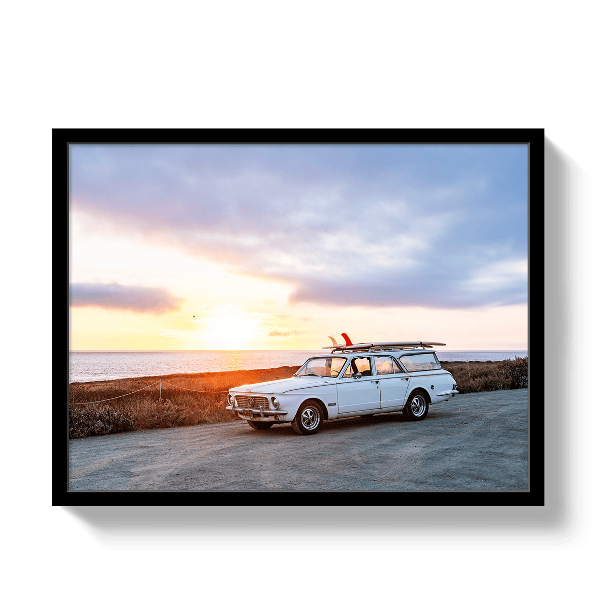 Johnny Vacay Black / 11x14 / Full Bleed Sunset Surfer