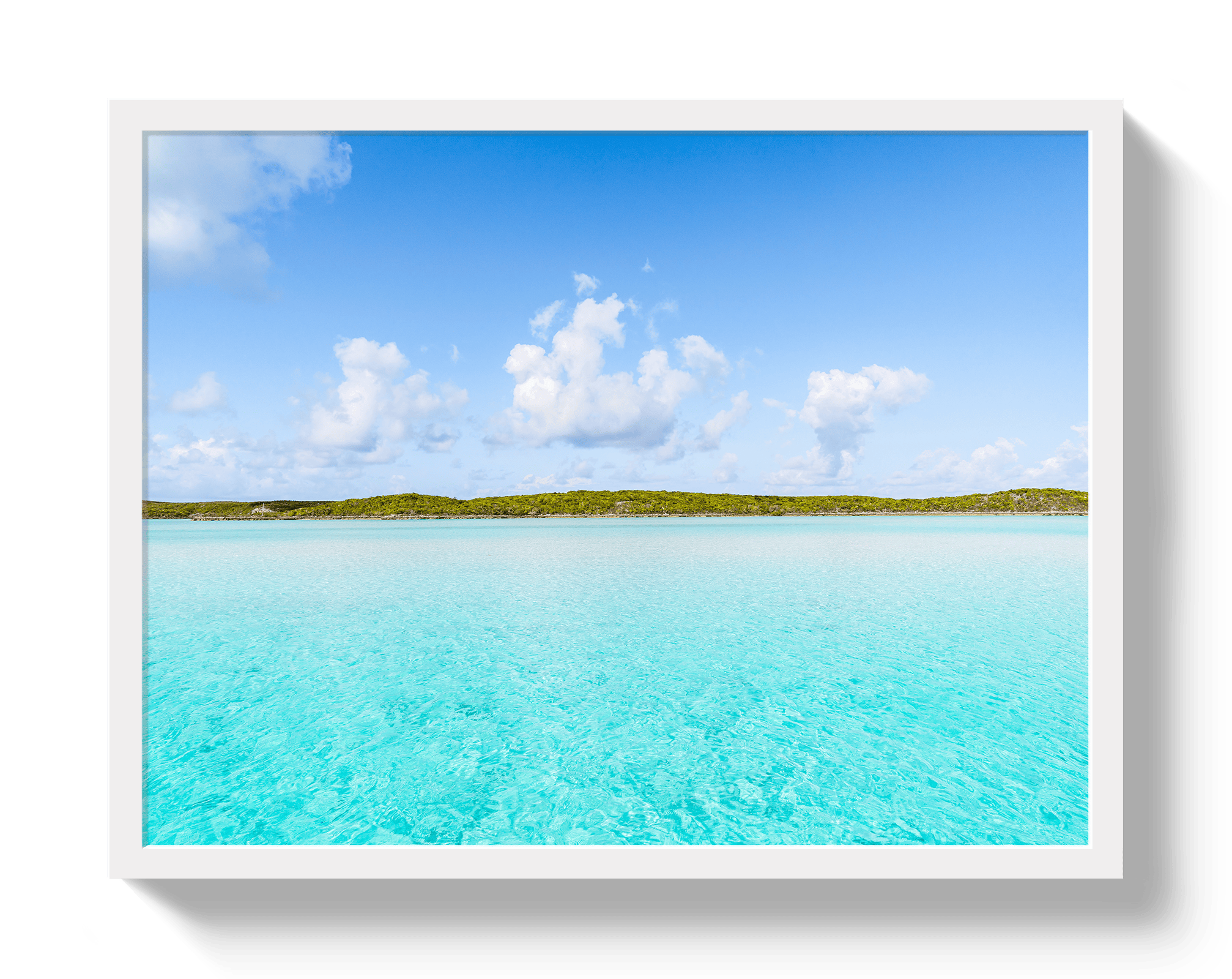 Johnny Vacay White / 11x14 / Full Bleed Bahama Blue