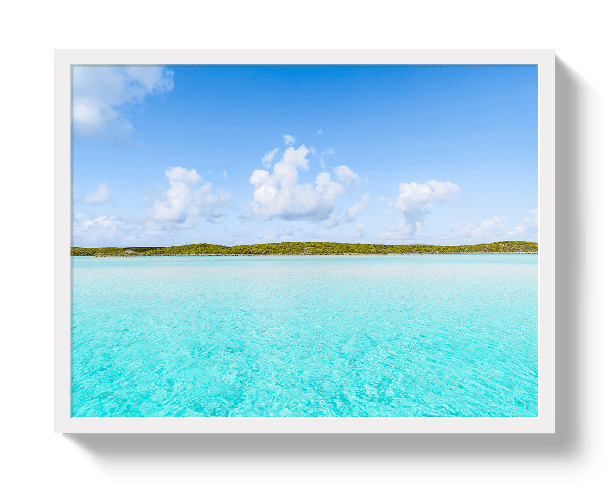 Johnny Vacay White / 11x14 / Full Bleed Bahama Blue