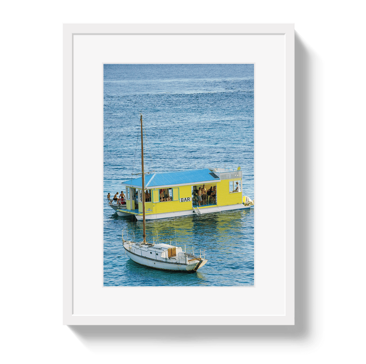 Johnny Vacay White / 11x14 / Border Floating Bar