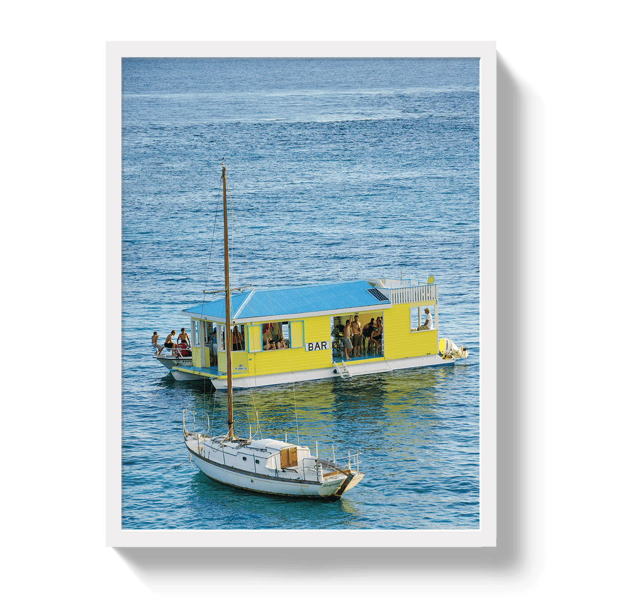 Johnny Vacay White / 11x14 / Full Bleed Floating Bar