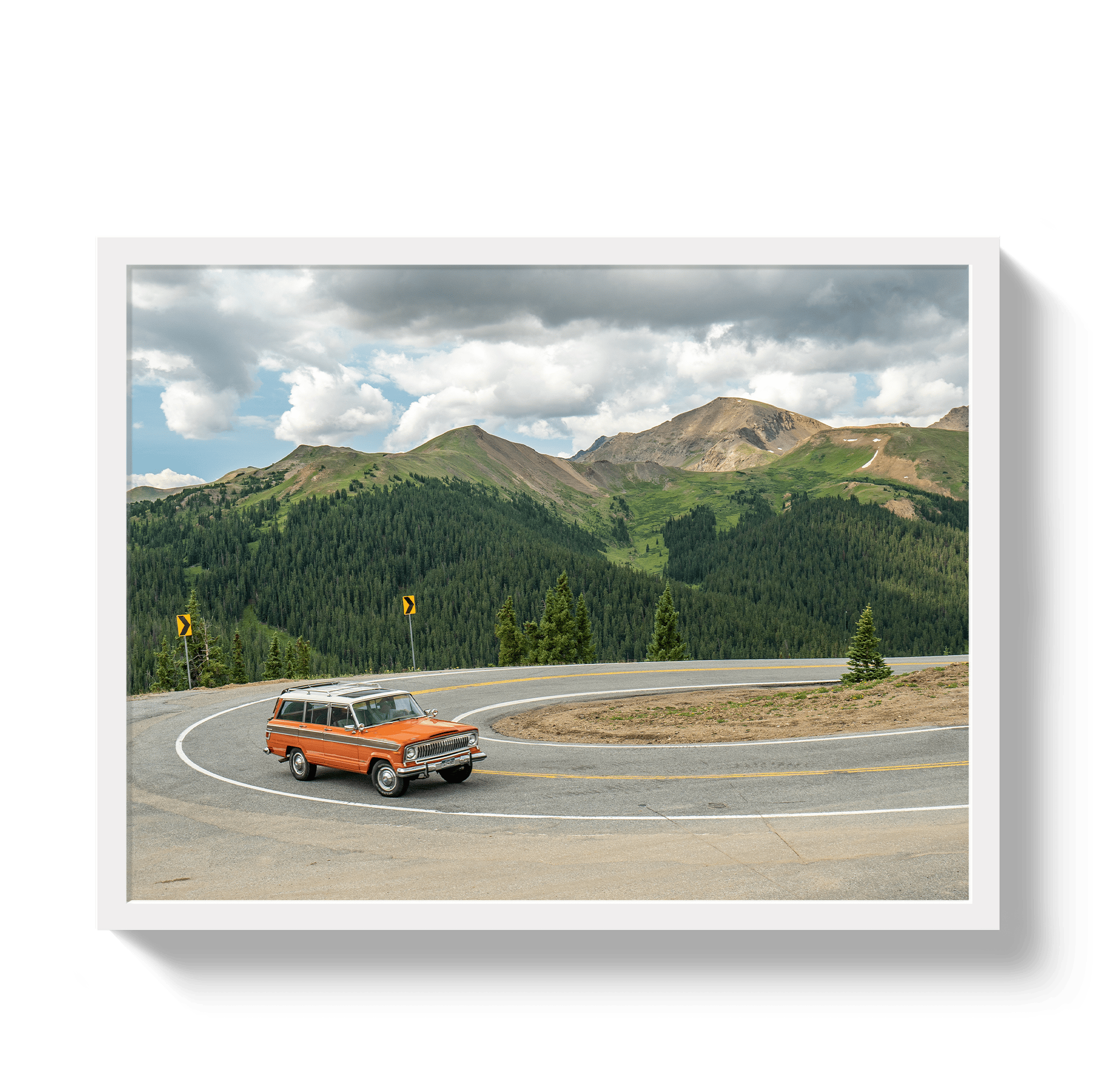 Johnny Vacay White / 11x14 / Full Bleed Mountain Wagoneer