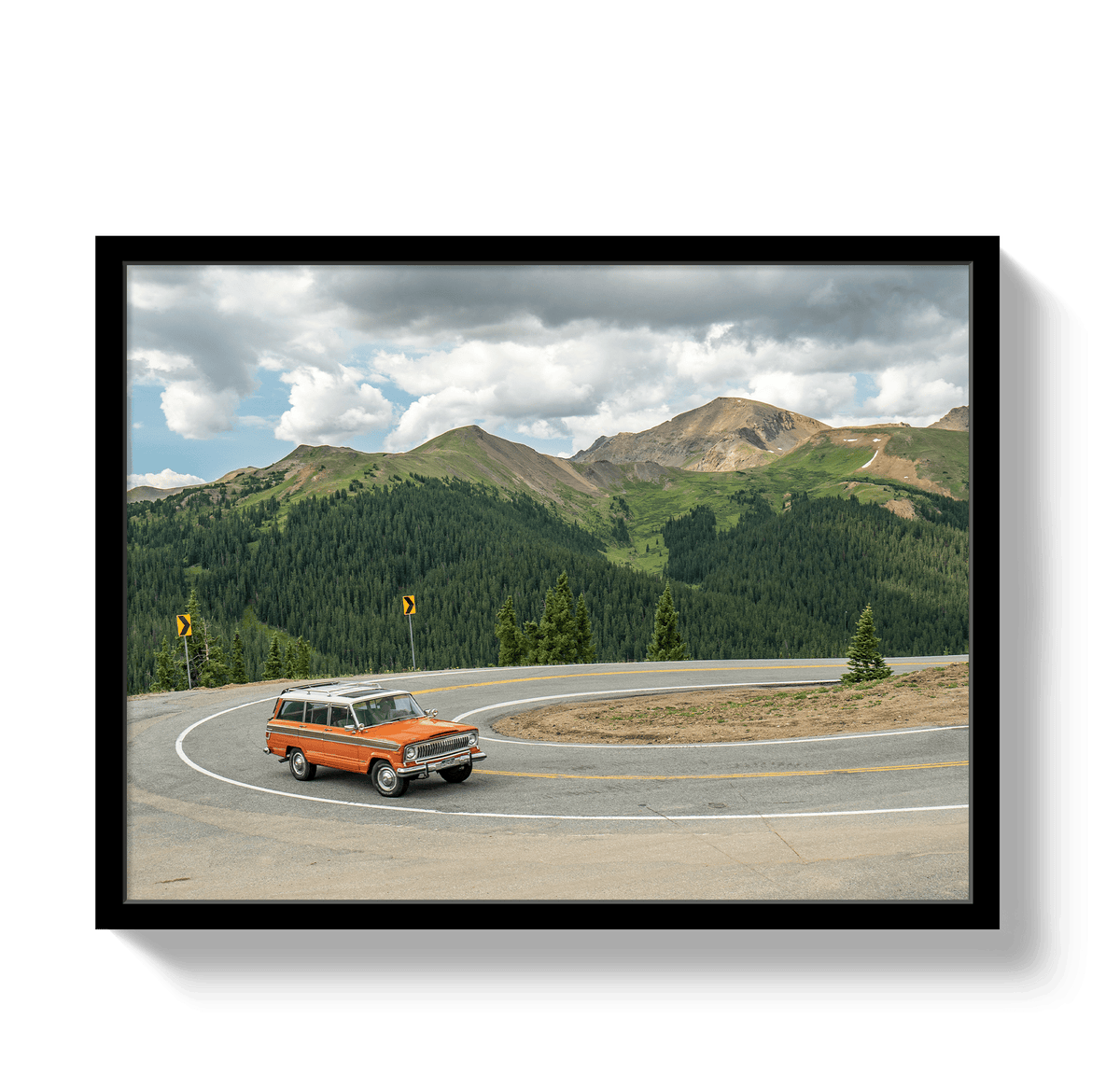 Johnny Vacay Black / 11x14 / Full Bleed Mountain Wagoneer