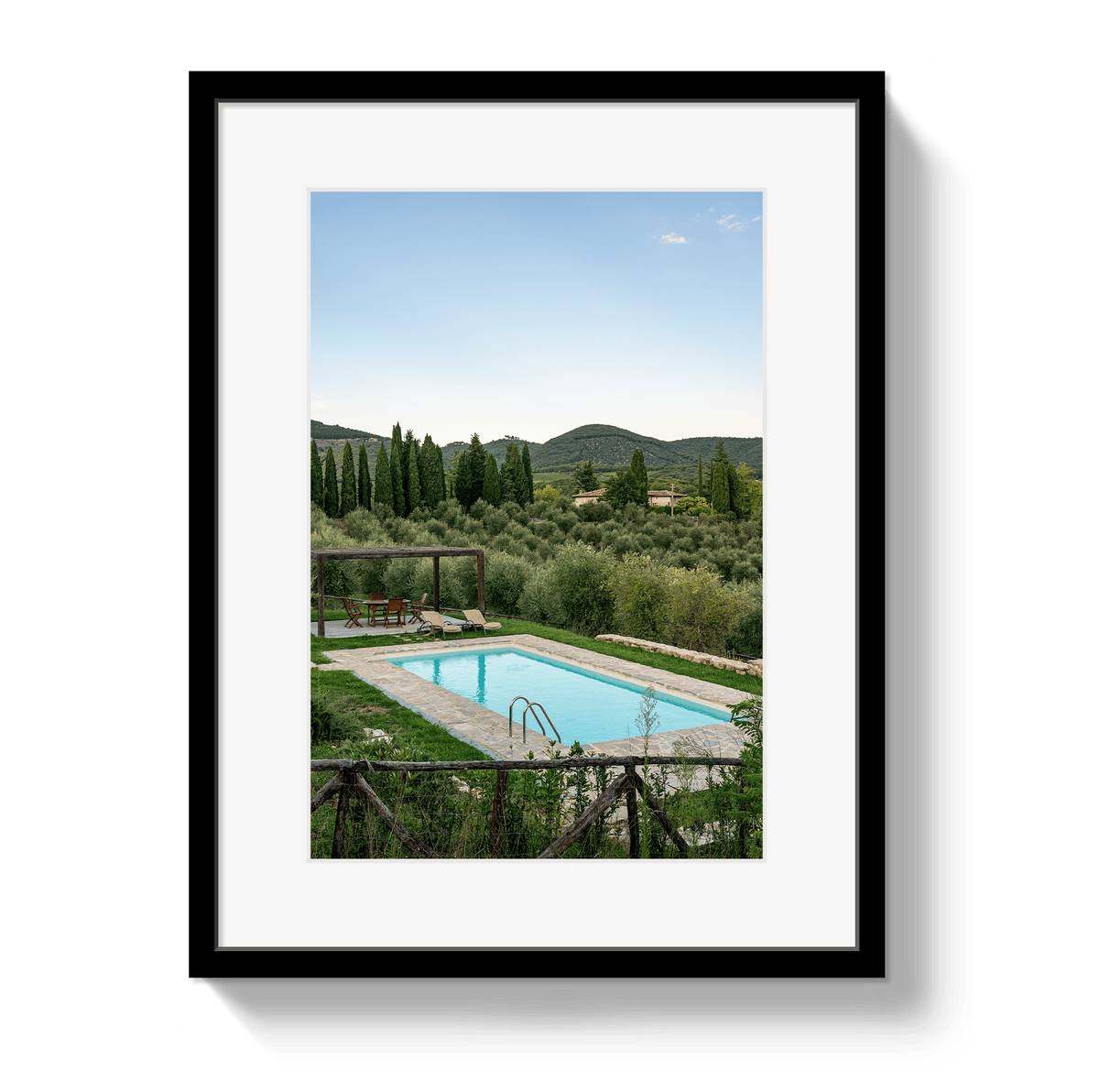 Johnny Vacay Black / 11x14 / Border Tuscan Pool View