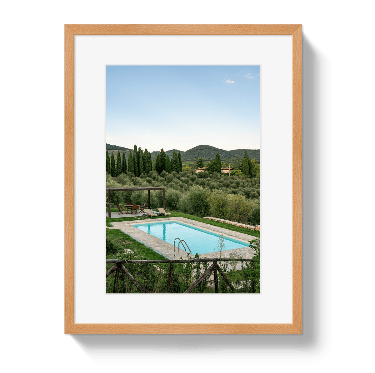 Johnny Vacay Oak / 11x14 / Border Tuscan Pool View