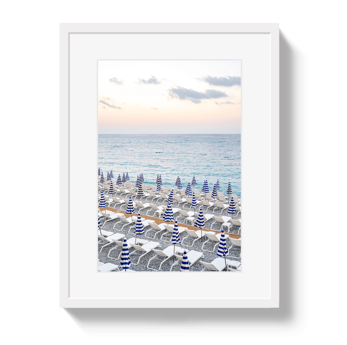 Johnny Vacay White / 11x14 / Border Umbrella Beach
