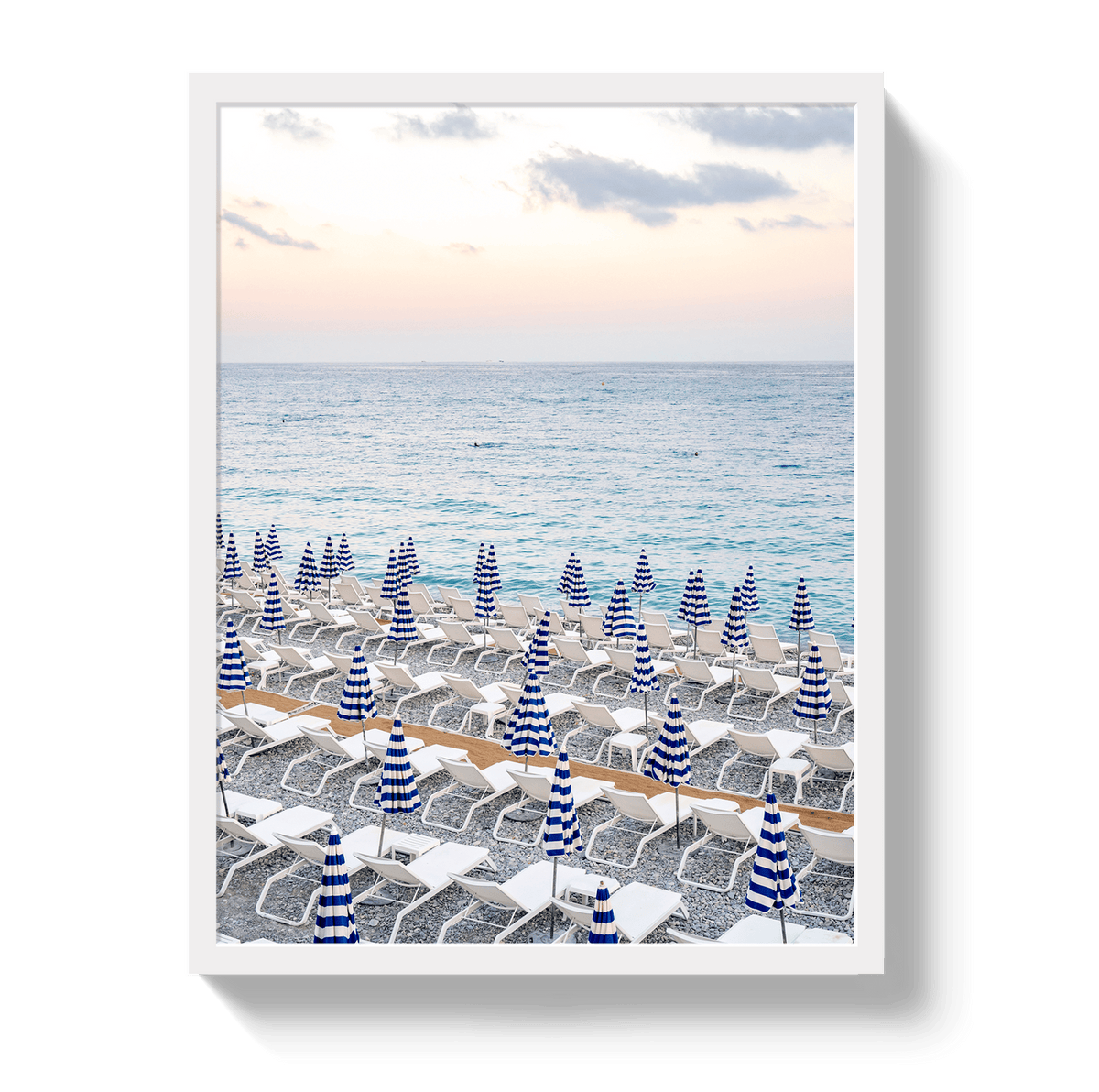 Johnny Vacay White / 11x14 / Full Bleed Umbrella Beach