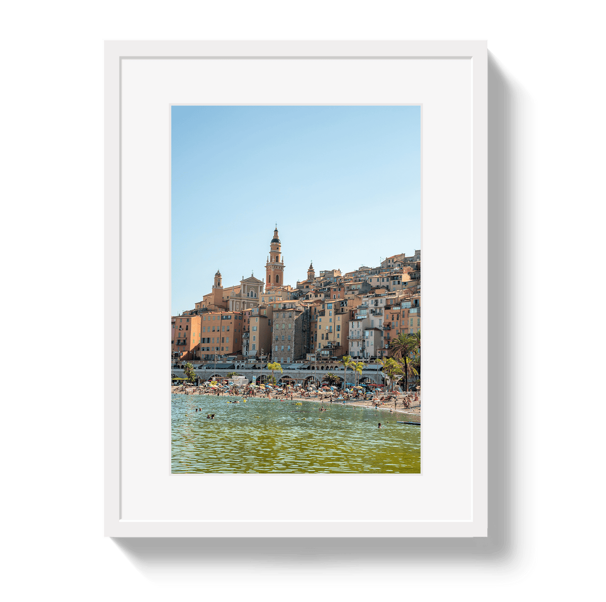 Johnny Vacay White / 11x14 / Border Menton Beach