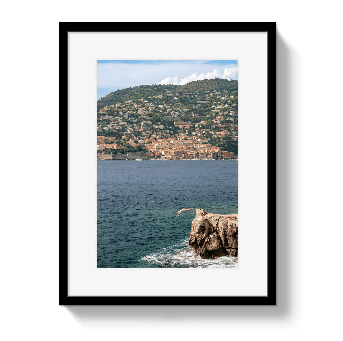 Johnny Vacay Black / 11x14 / Border Mediterranean Dive