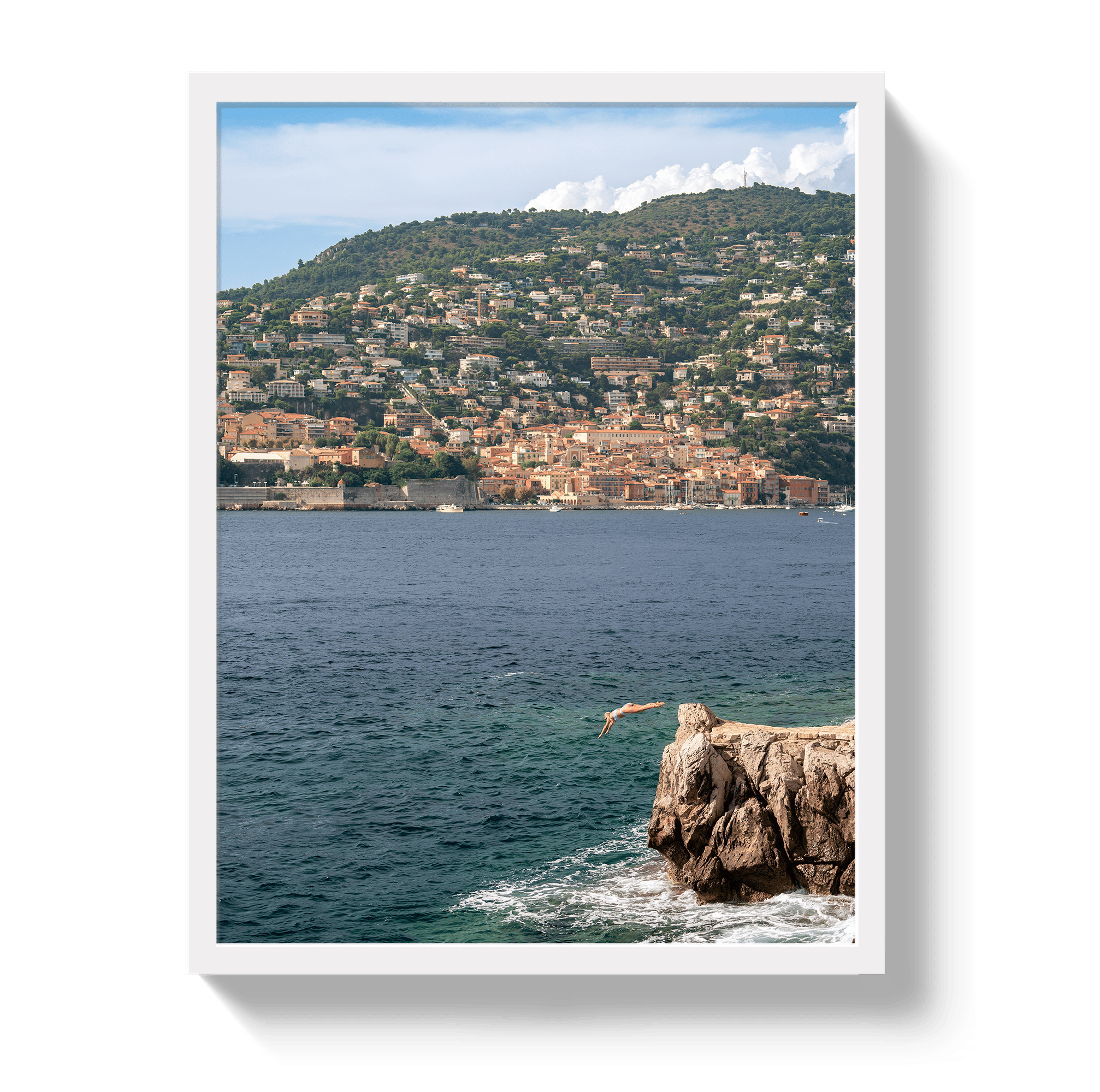 Johnny Vacay White / 11x14 / Full Bleed Mediterranean Dive