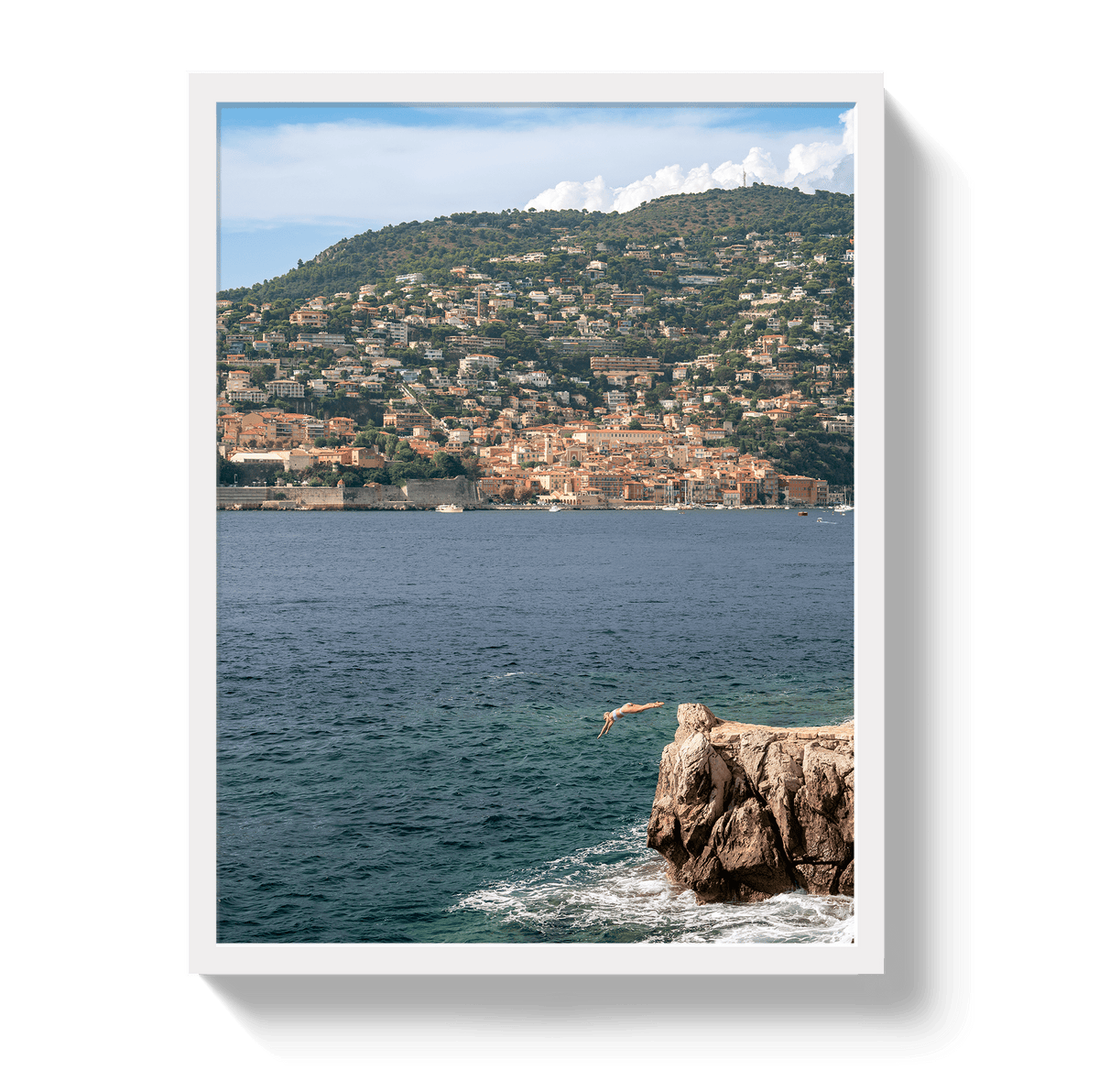 Johnny Vacay White / 11x14 / Full Bleed Mediterranean Dive