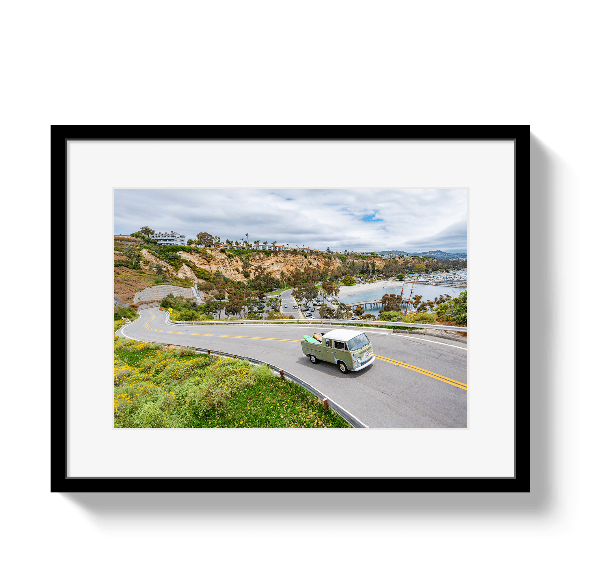 Johnny Vacay Black / 11x14 / Matte Dana Point Bus