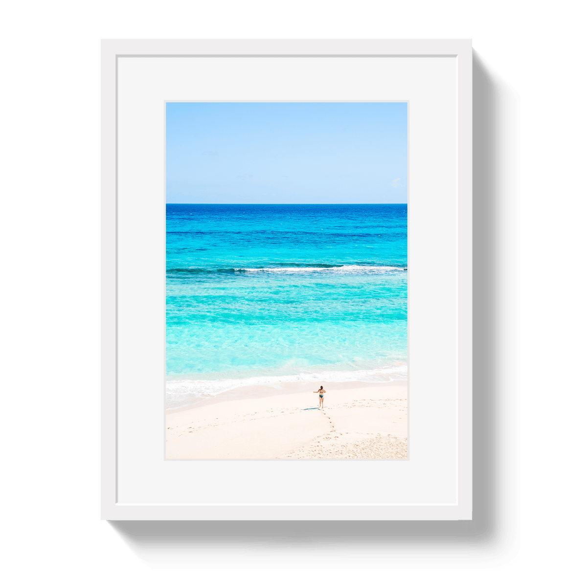 Johnny Vacay White / 11x14 / Border Aqua Dip