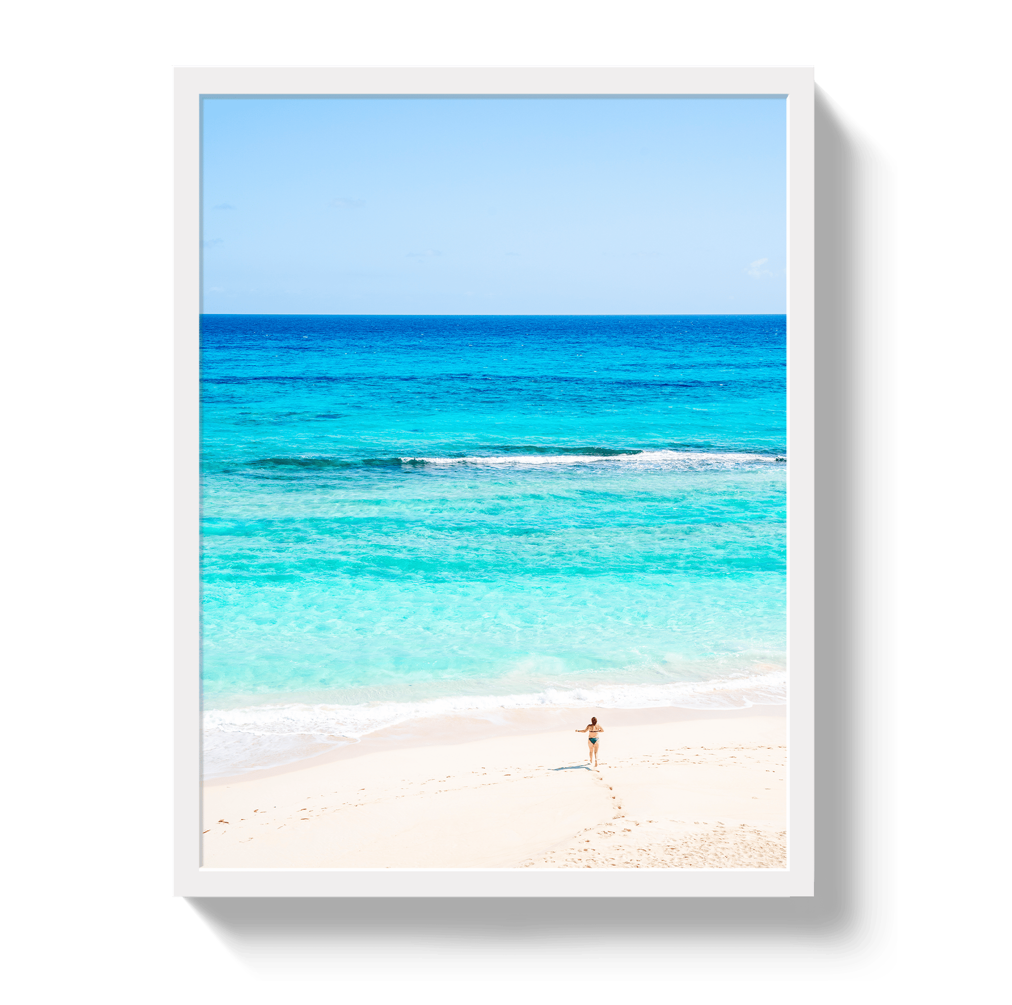 Johnny Vacay White / 11x14 / Full Bleed Aqua Dip
