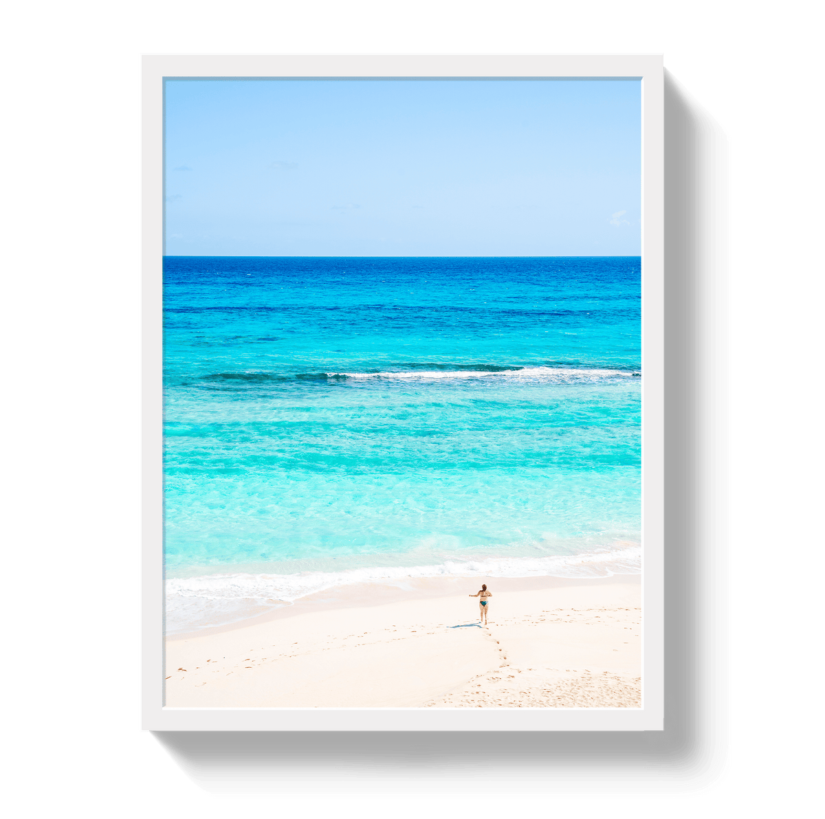 Johnny Vacay White / 11x14 / Full Bleed Aqua Dip