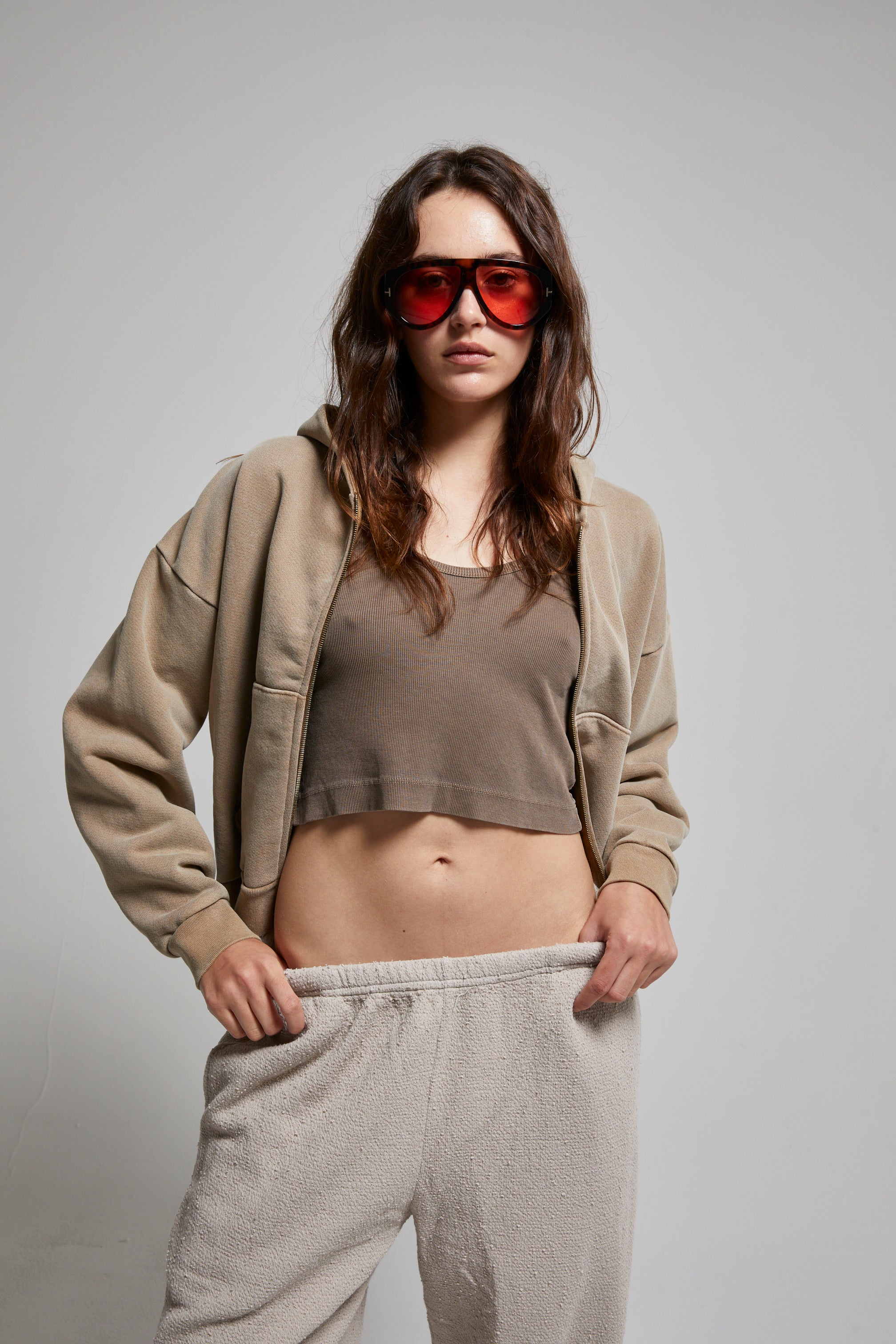 Rosie Cropped Zip-Up Hoodie