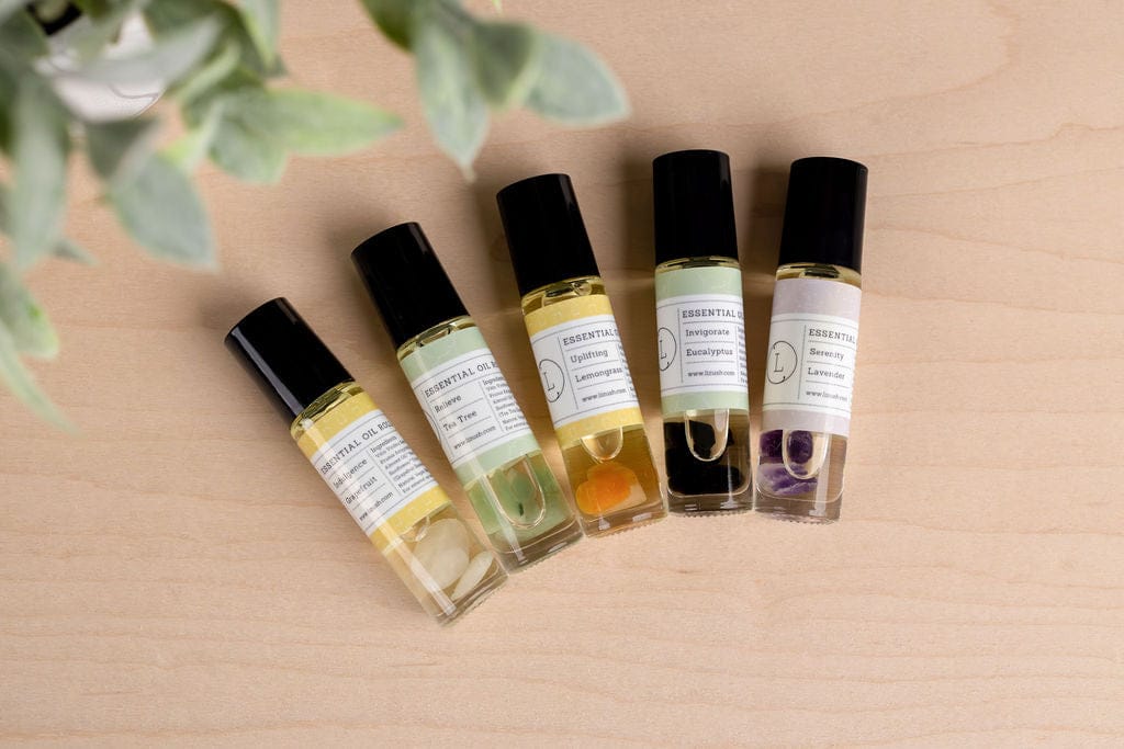 Lizush All Gifts Essential Oils Roll-On with Crystals - set of 5