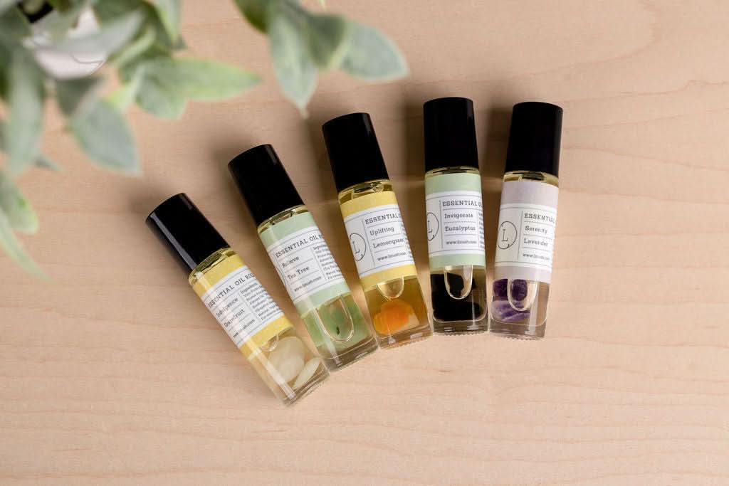 Essential Oils Roll-On with Crystals - set of 5 - My American Goods