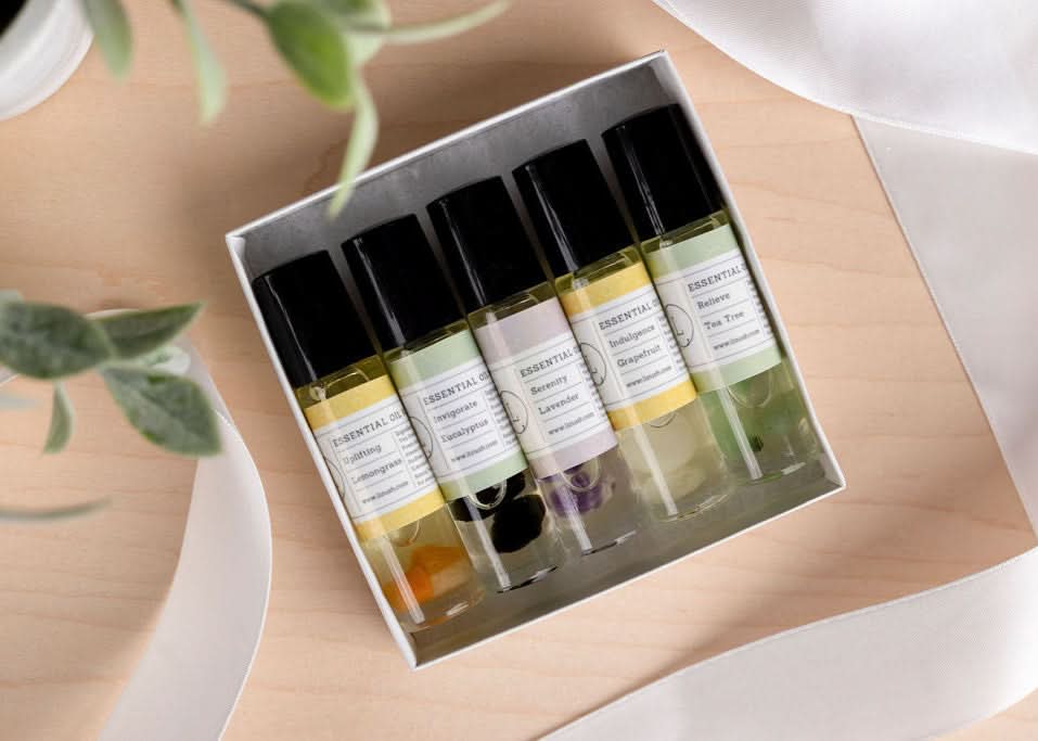 Essential Oils Roll-On with Crystals - set of 5 - My American Goods