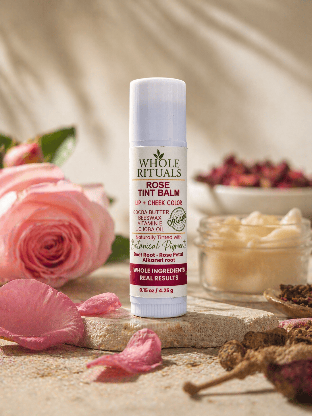 Whole Rituals Lip Balms Rose Tint Balm – Lip + Cheek Color with Organic Ingredients