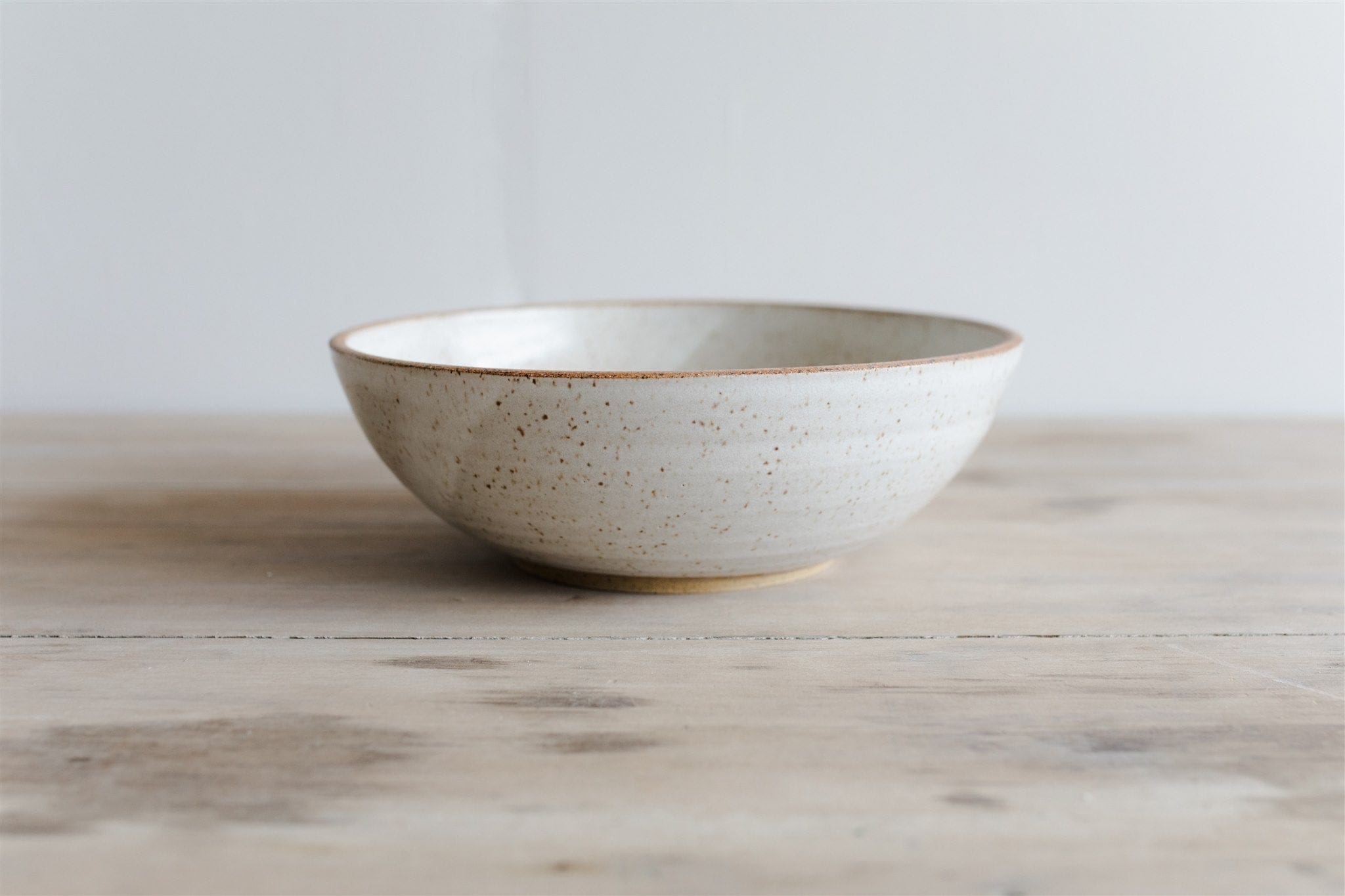 KJ Pottery Bowl Speckled White / Glazed Rim Serving Bowl