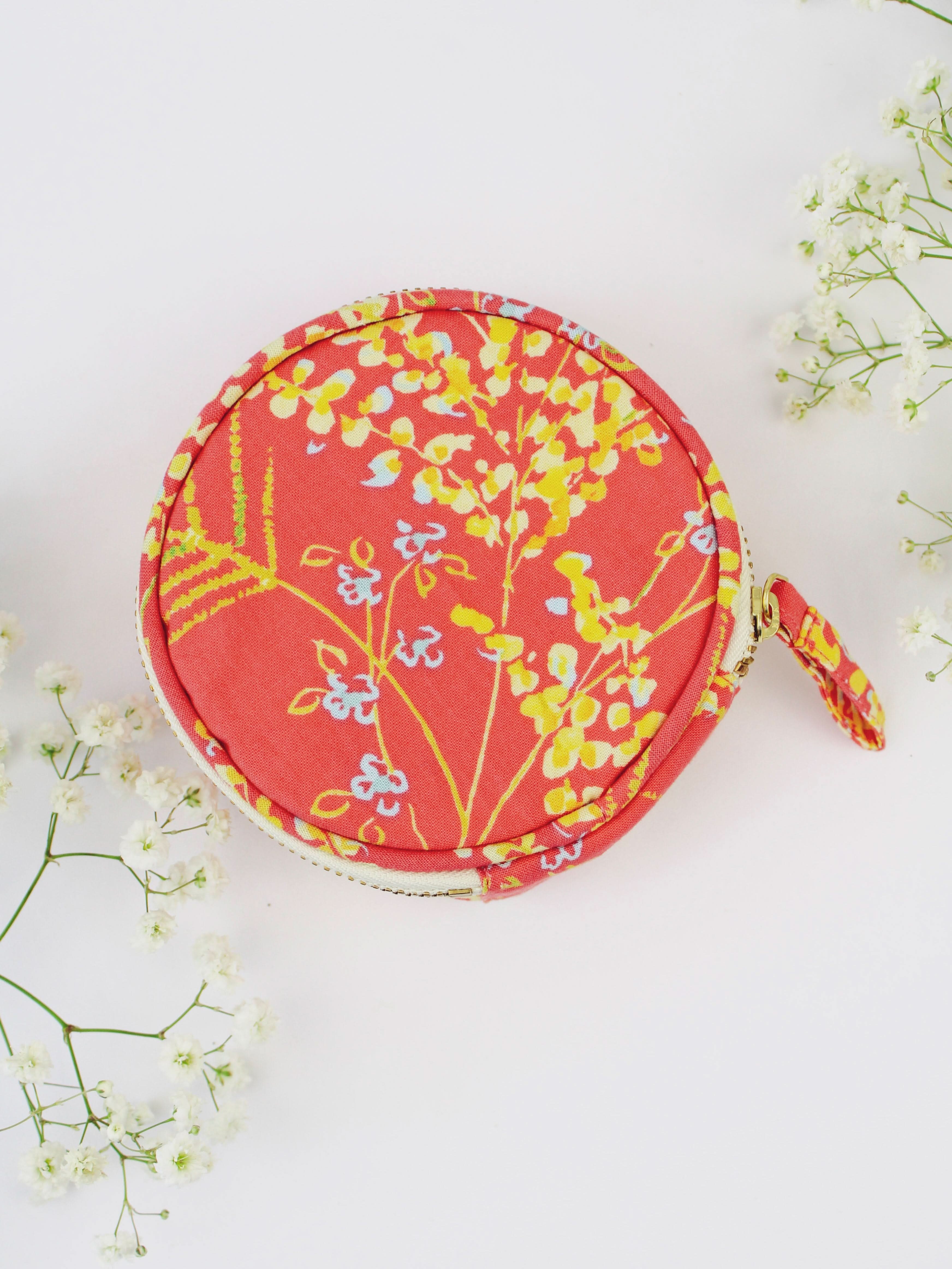Coral Meadow Flowers Jewelry Pouch - My American Goods