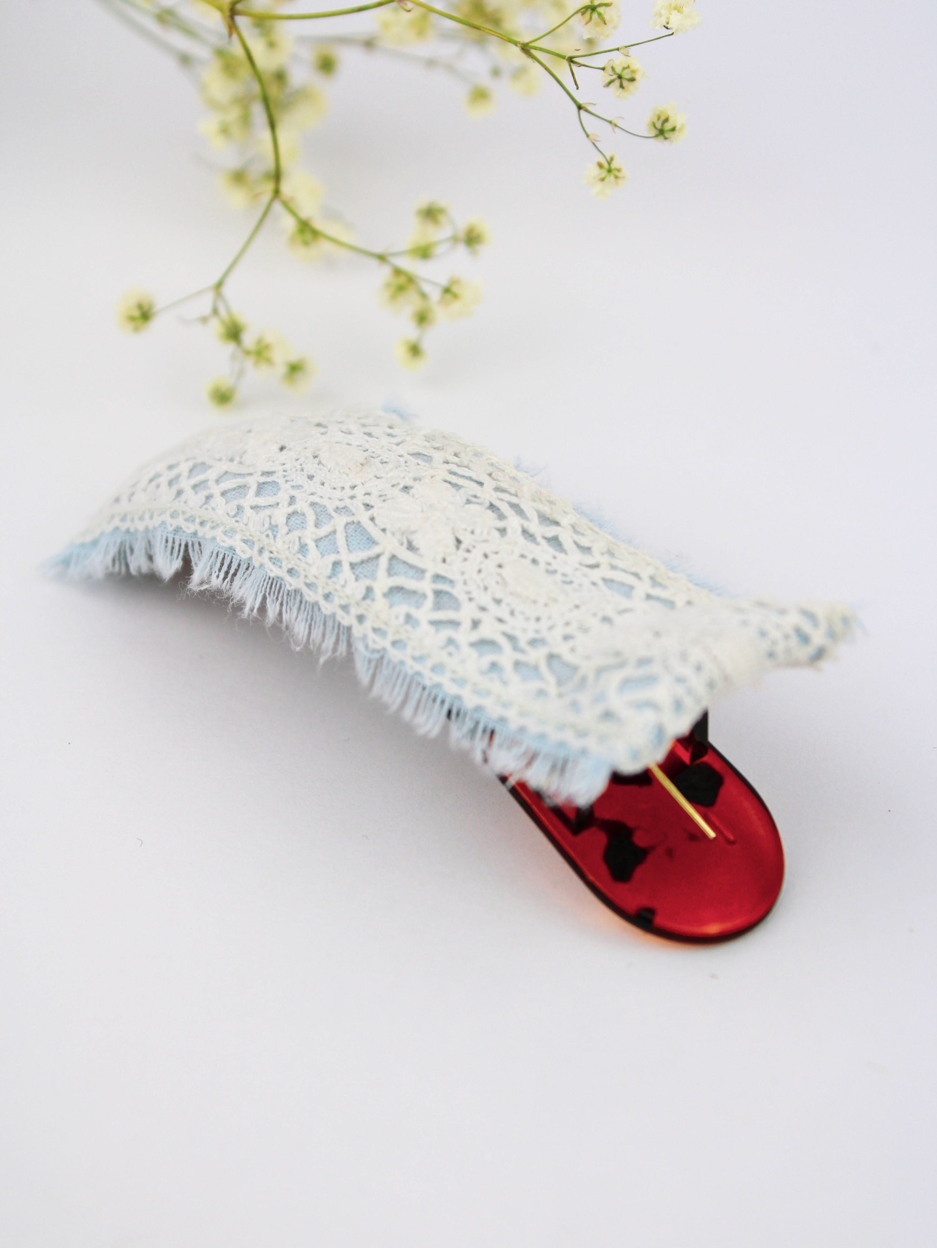 Ash & Rose Hair Clip Amelia Lace and Linen Hair Clip