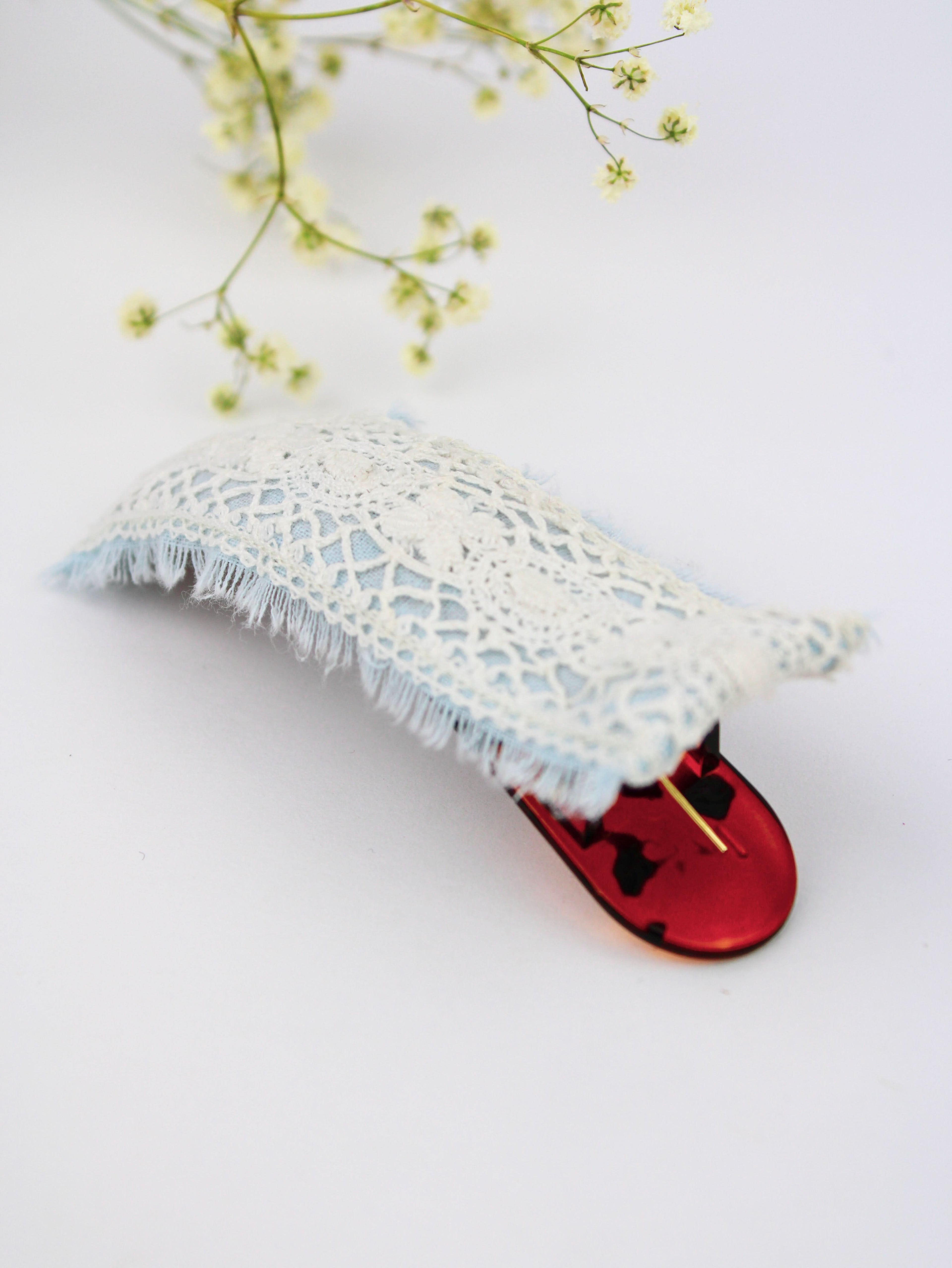 Amelia Lace and Linen Hair Clip - My American Goods
