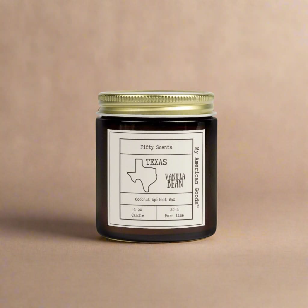 Texas - Vanilla Bean Scented Candle - Coconut Apricot Wax - My American Goods
