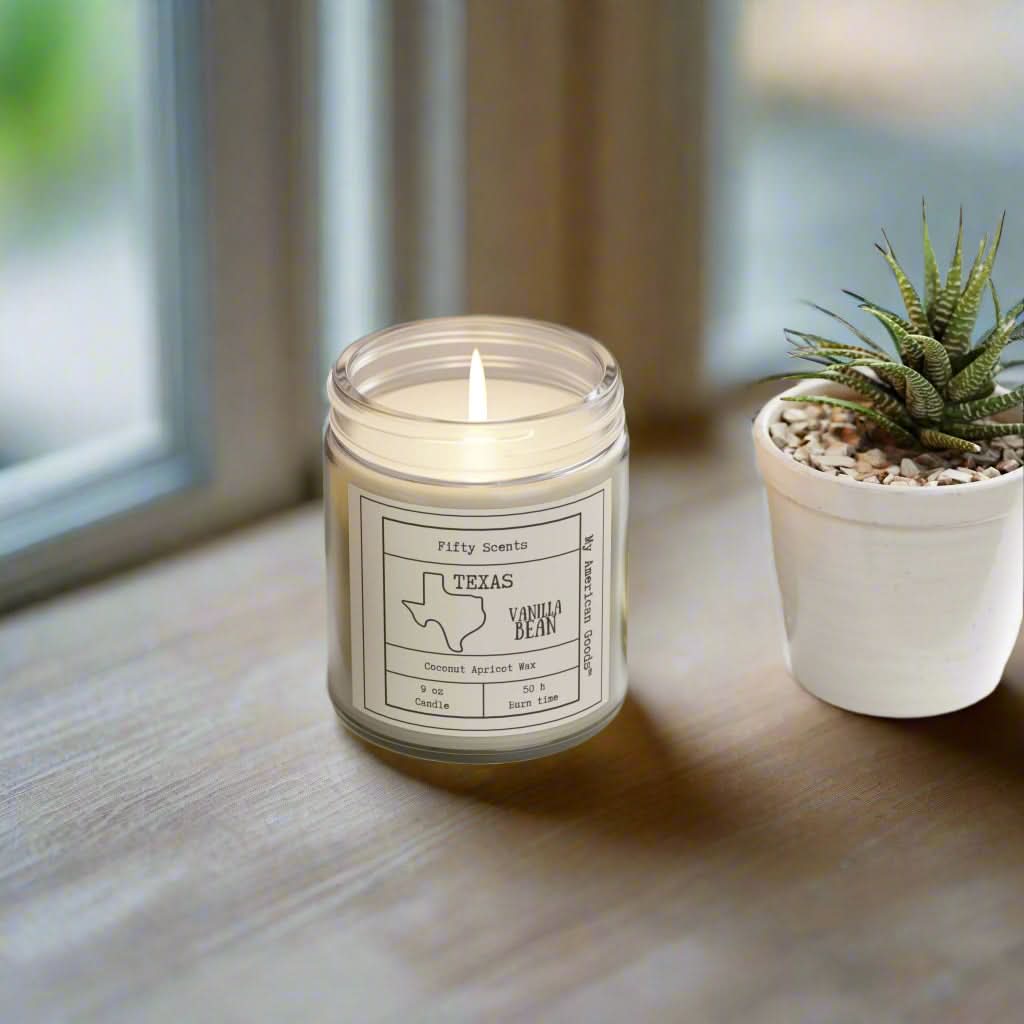 Texas - Vanilla Bean Scented Candle - Coconut Apricot Wax - My American Goods