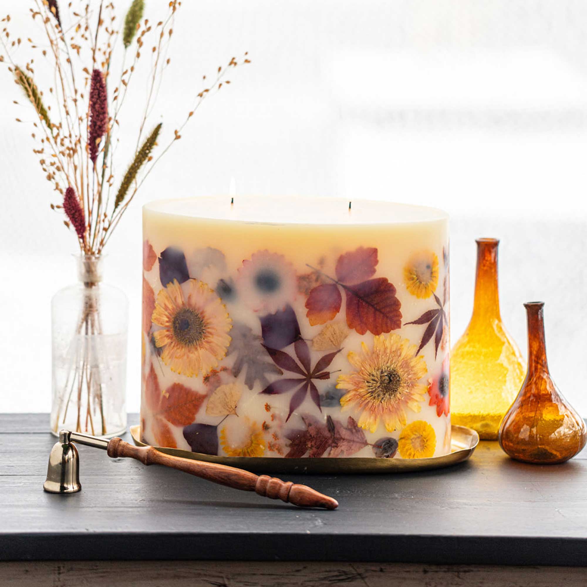 Gold Centerpiece Botanical Candle Plate