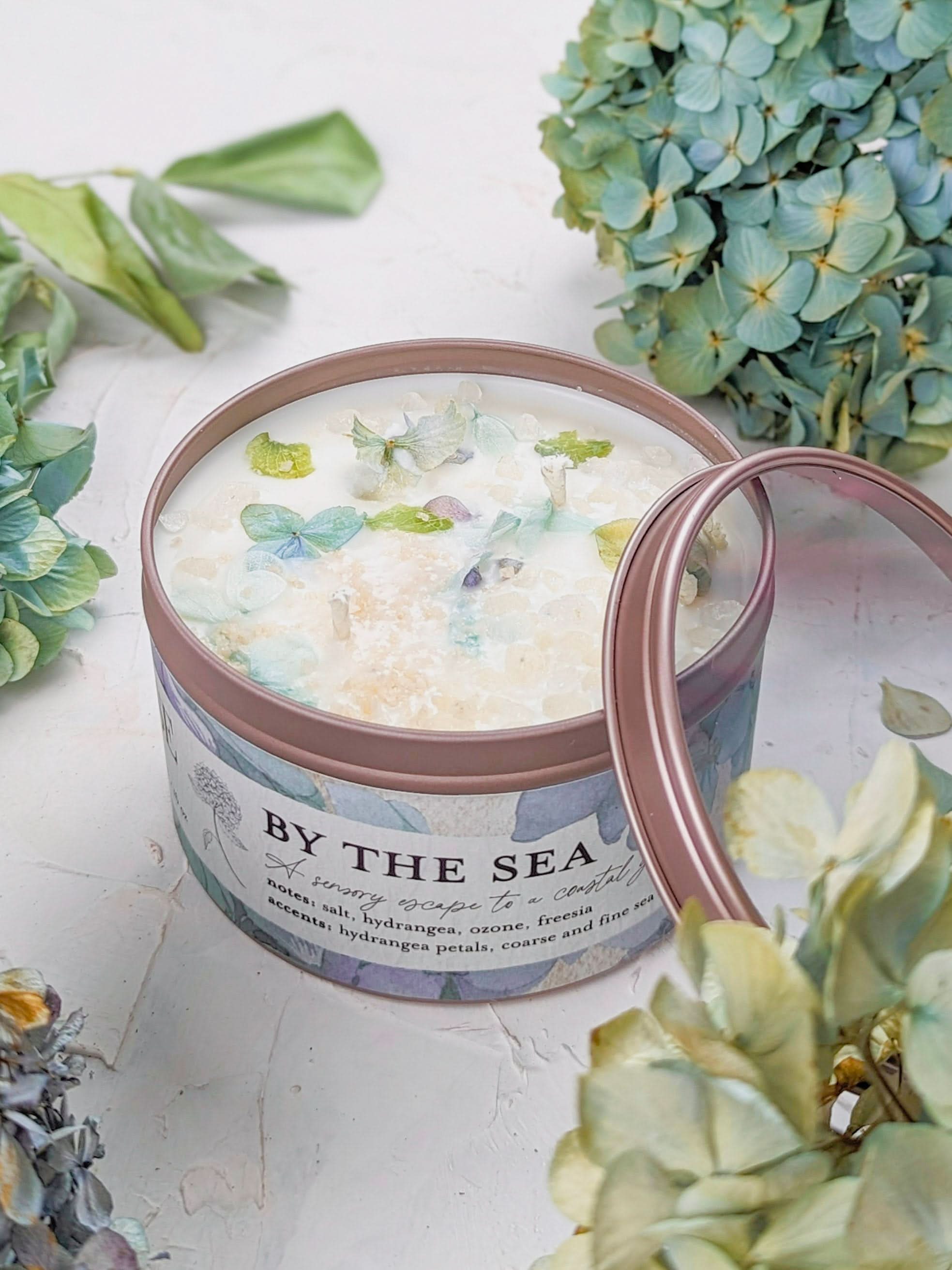 BY THE SEA Hydrangea Sea Salt Candle - My American Goods