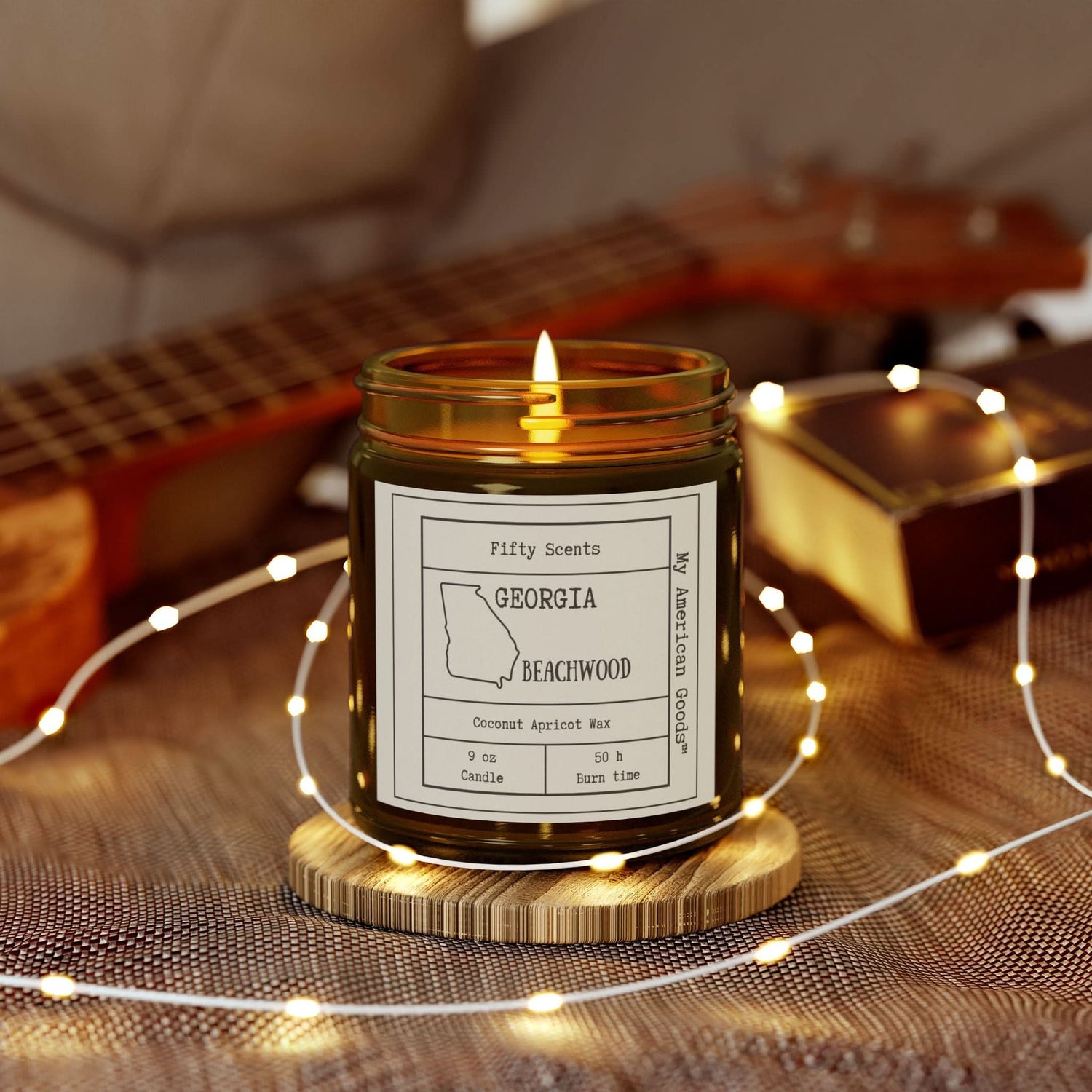 Georgia - Cozy Scented Candles - Coconut Apricot Wax - Beachwood Fragrance - My American Goods